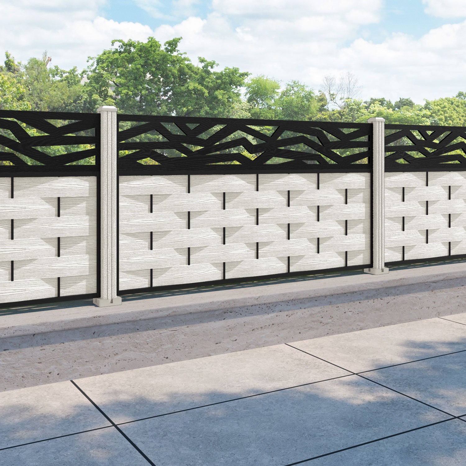 Ripple Zenith Fence Panel - Light Stone - with our composite posts