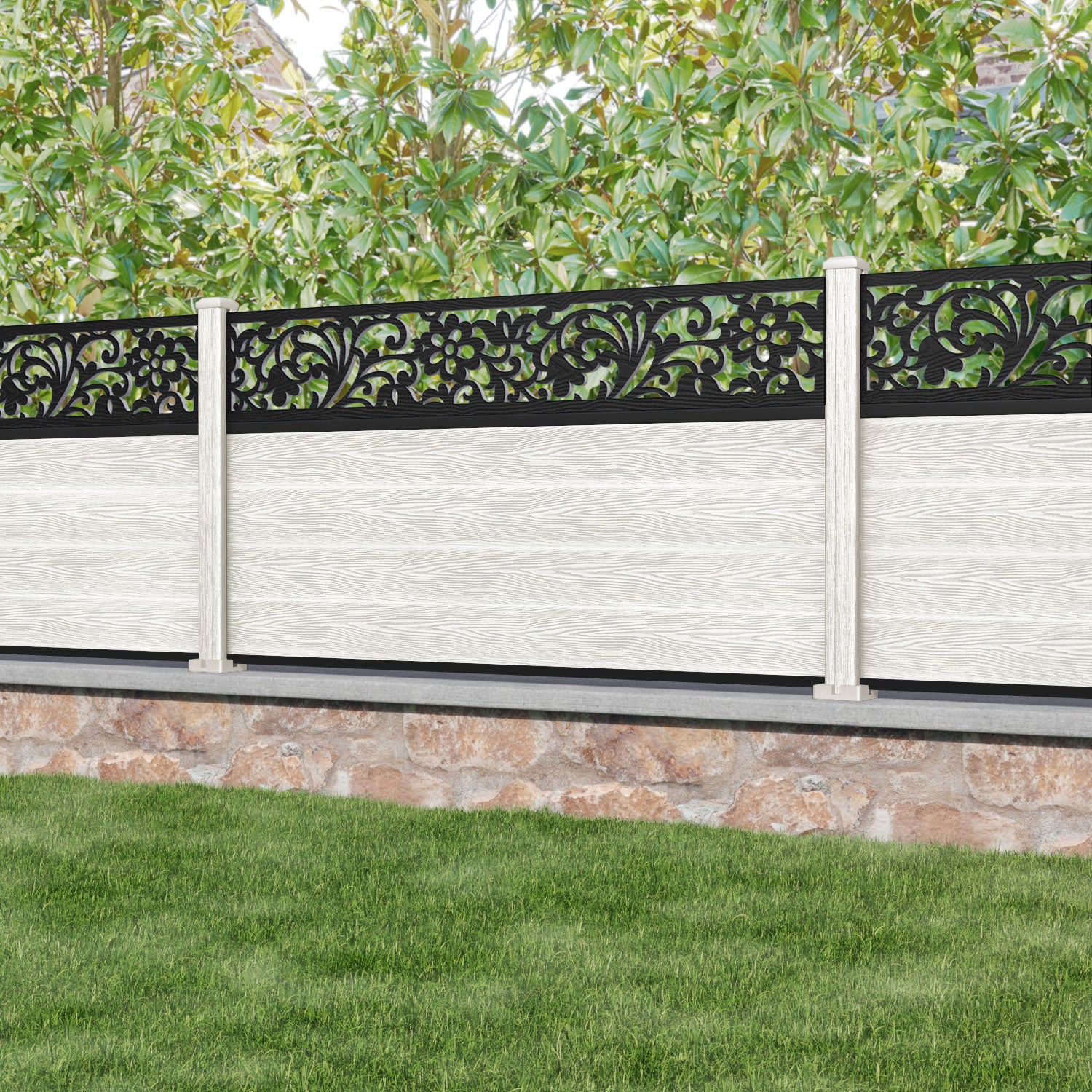 Classic Eden Fence Panel - Light Stone - with our composite posts