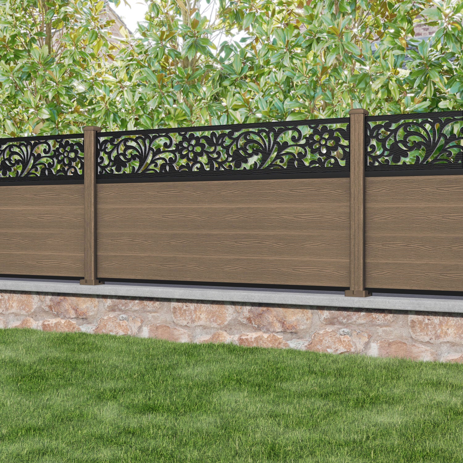 Classic Eden Fence Panel - Teak - with our composite posts
