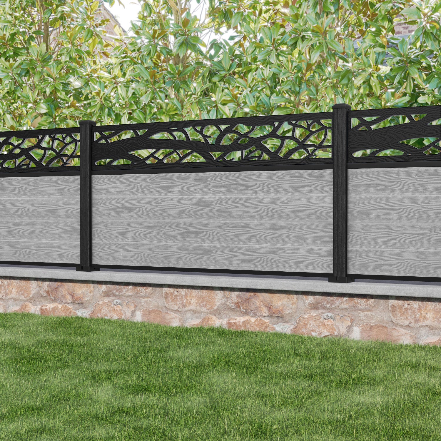 Classic Twilight Fence Panel - Light Grey - with our composite posts