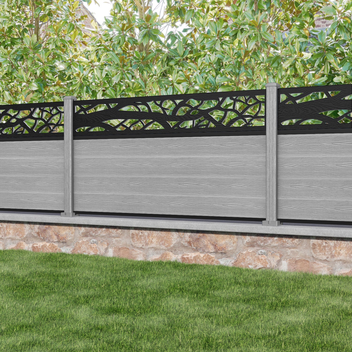 Classic Twilight Fence Panel - Light Grey - with our composite posts