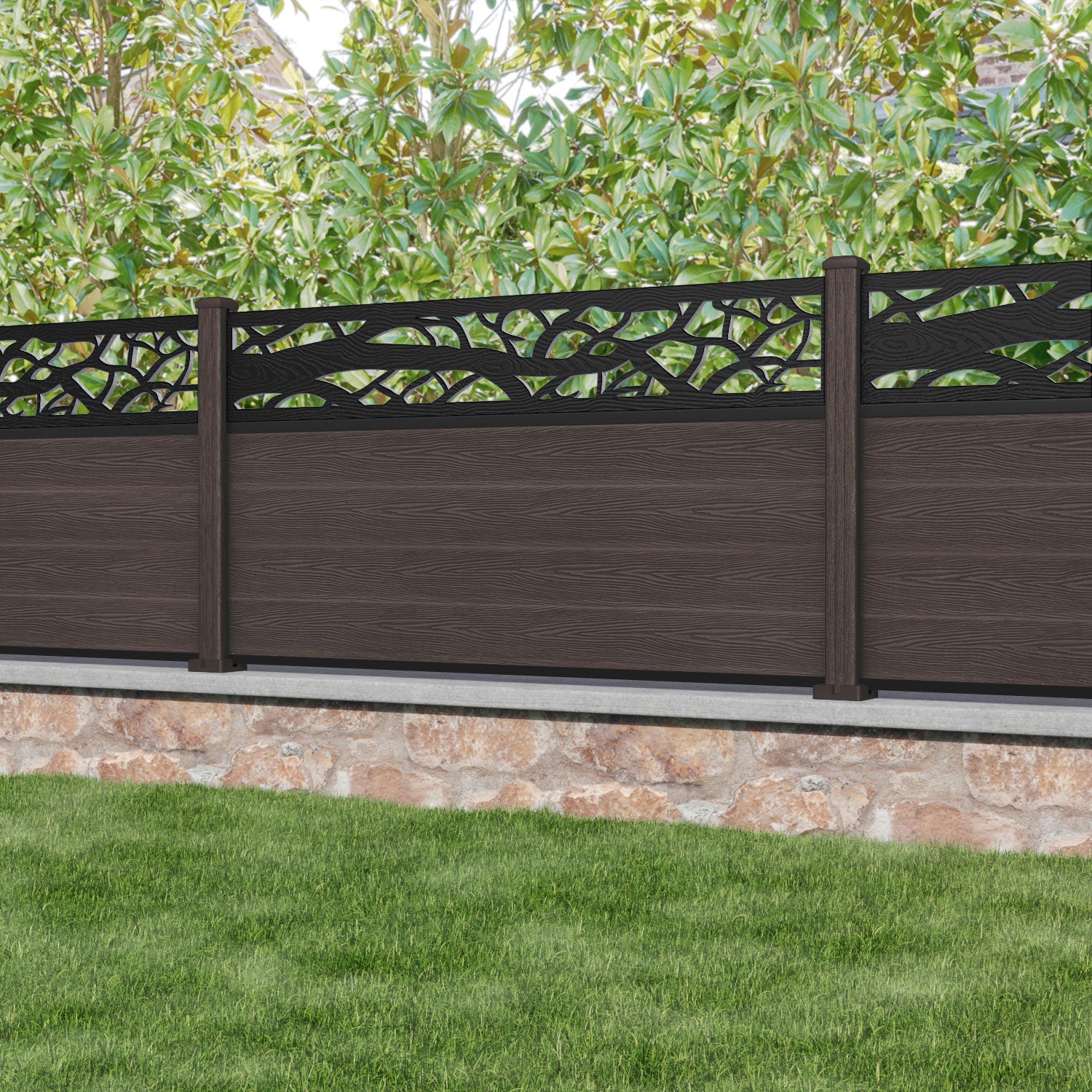 Classic Twilight Fence Panel - Mid Brown - with our composite posts