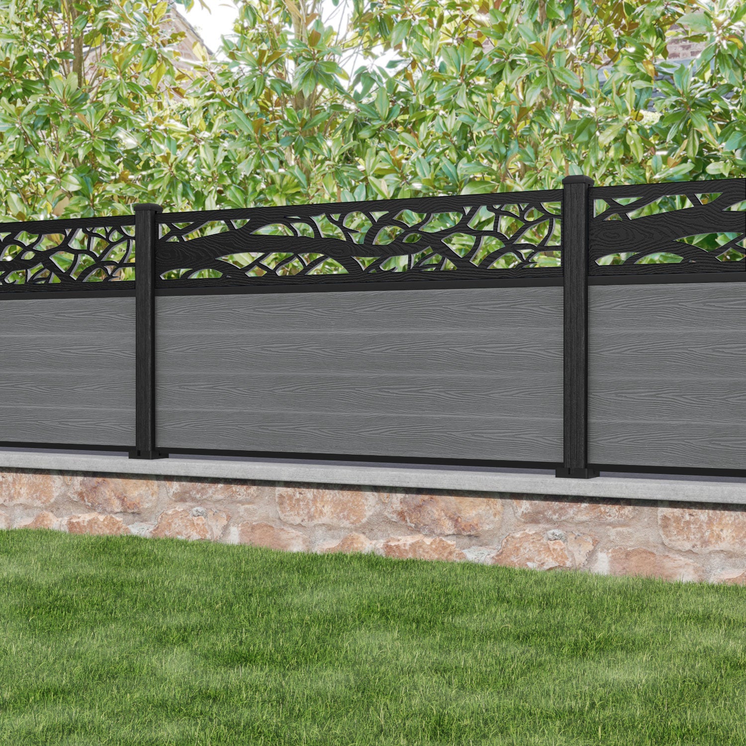 Classic Twilight Fence Panel - Mid Grey - with our composite posts