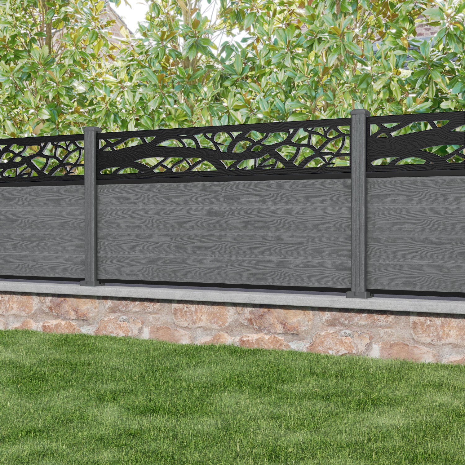 Classic Twilight Fence Panel - Mid Grey - with our composite posts