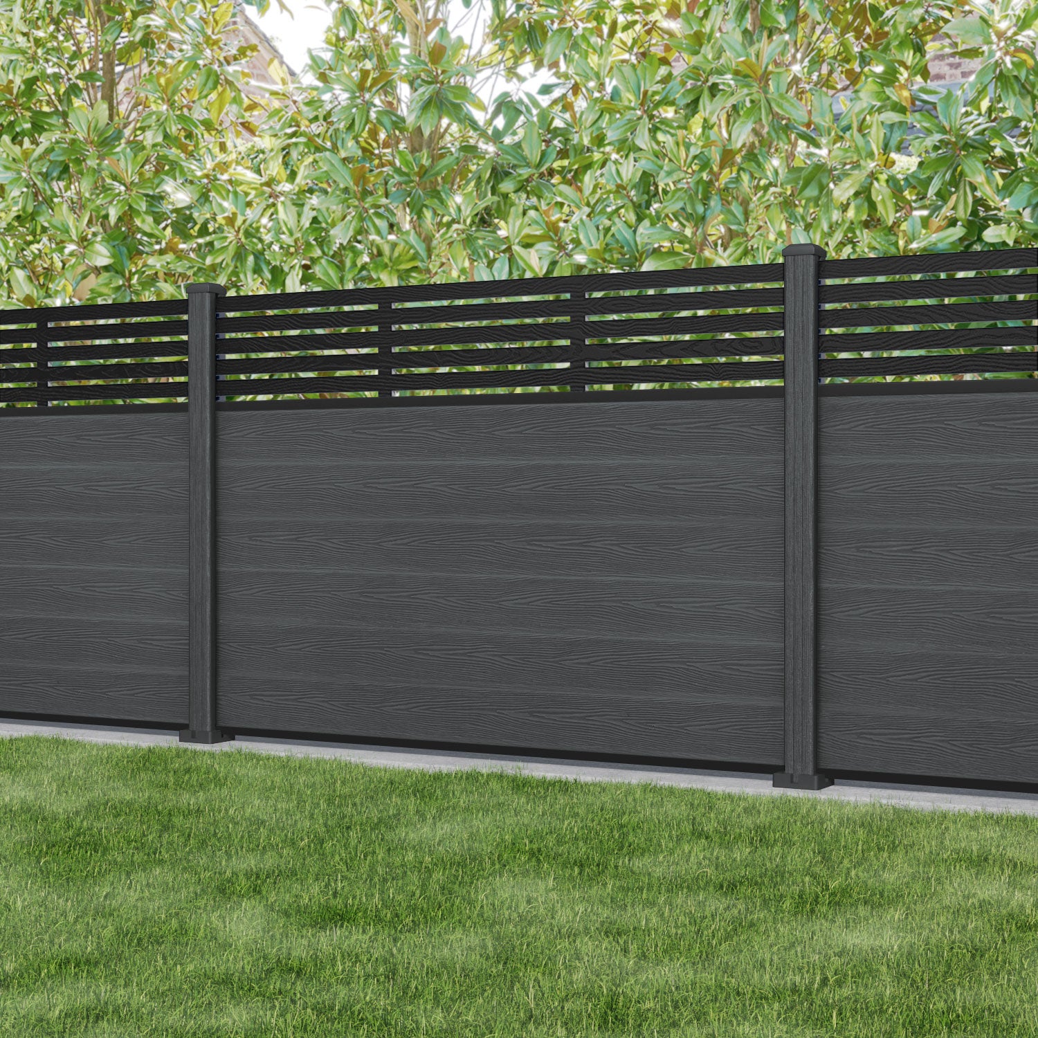Classic Aspen Fence Panel - Dark Grey - with our composite posts