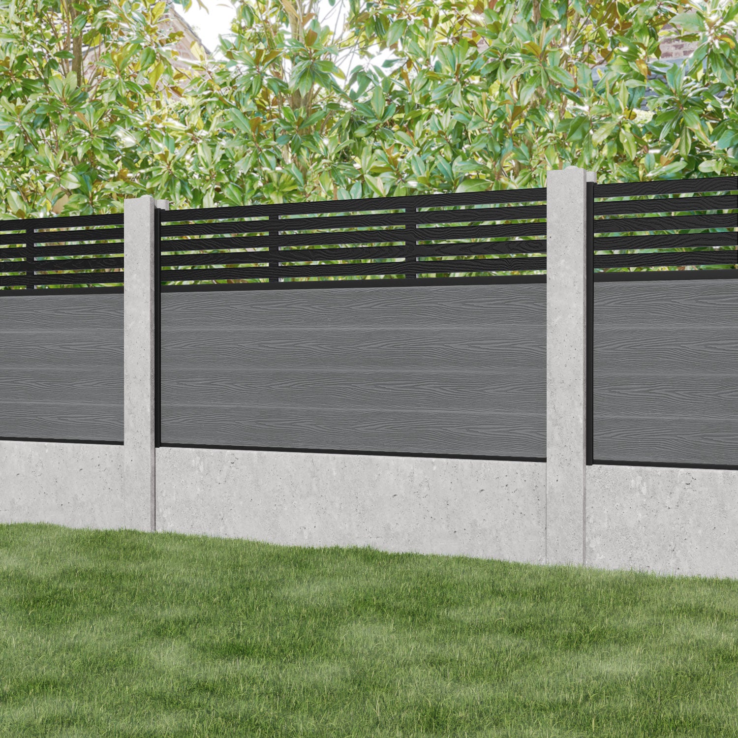 Classic Aspen Fence Panel - Mid Grey - for existing concrete posts