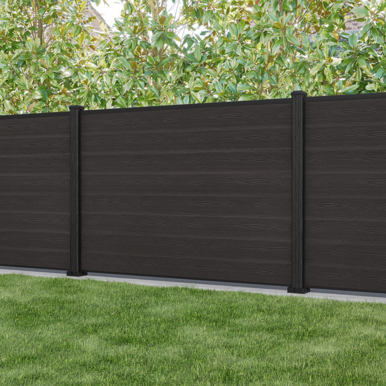 Classic Fence Panel - Dark Oak - with our composite posts