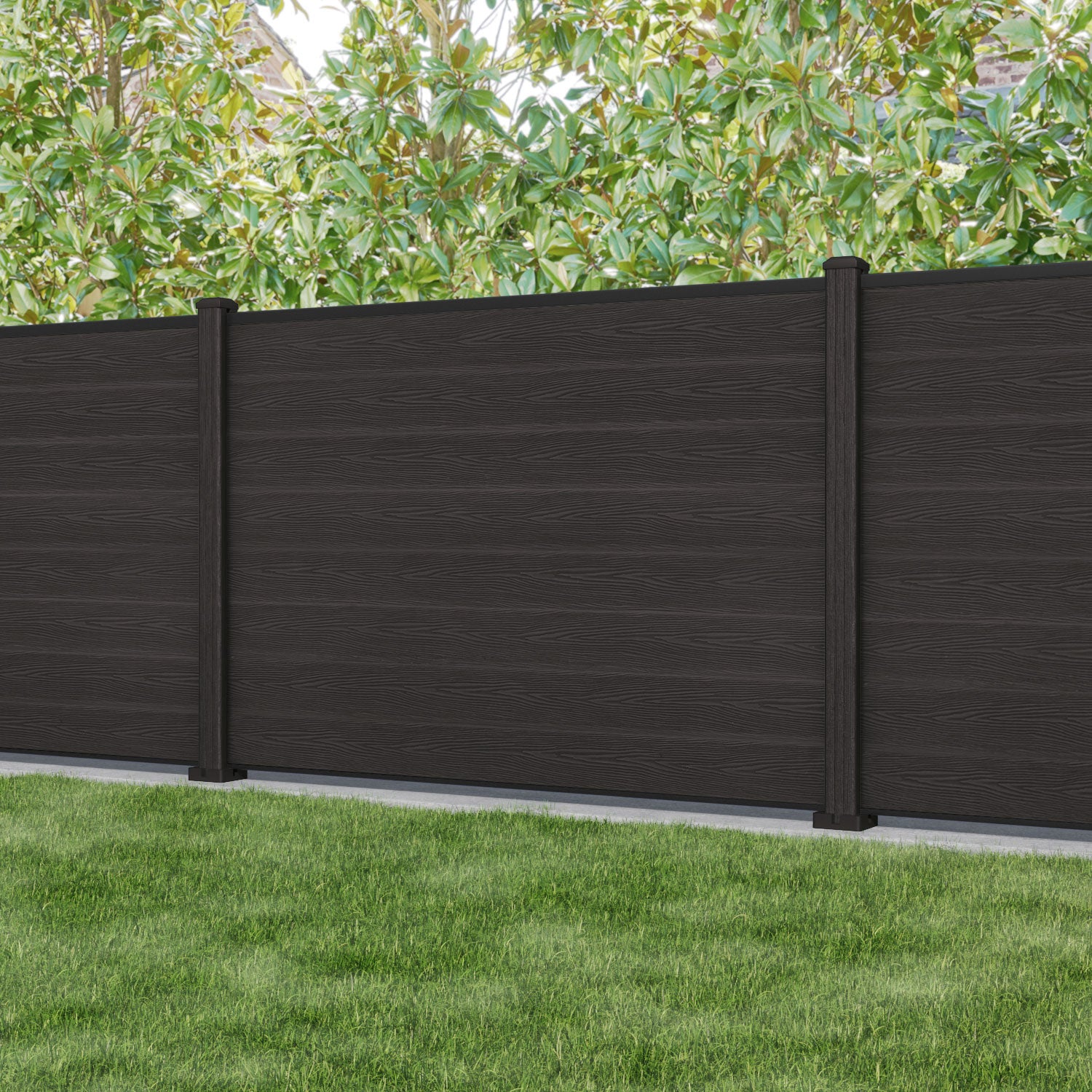 Classic Fence Panel - Dark Oak - with our composite posts