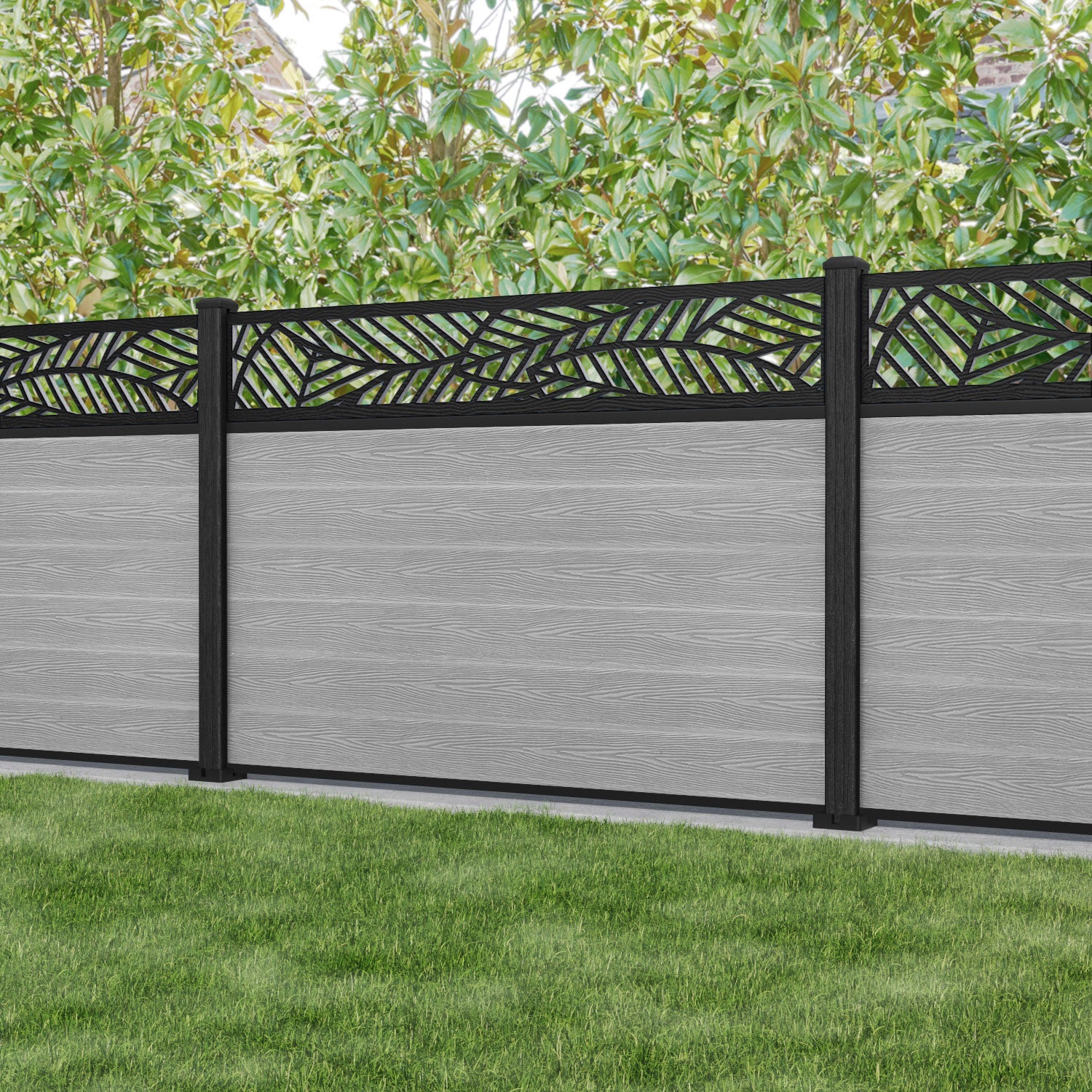 Classic Habitat Fence Panel - Light Grey - with our composite posts