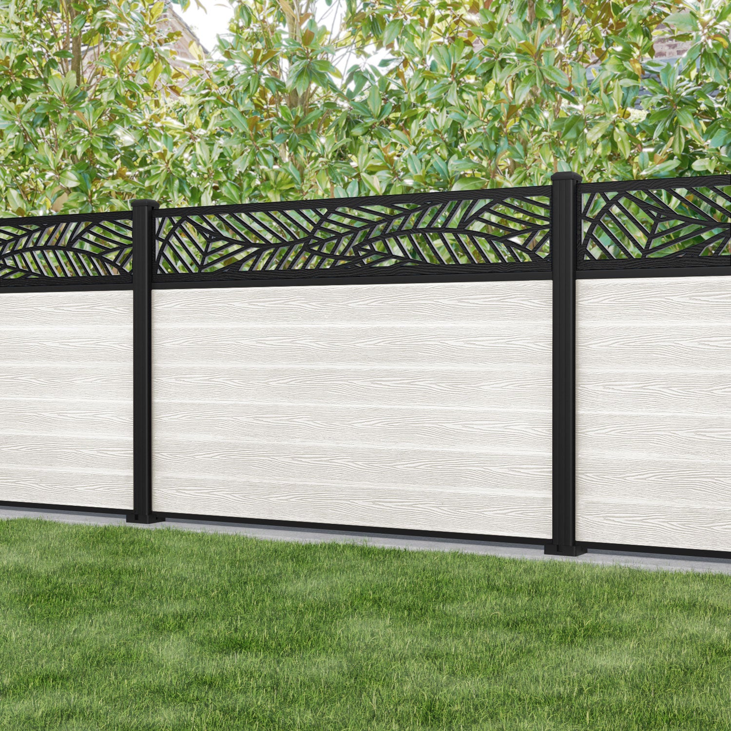 Classic Habitat Fence Panel - Light Stone - with our aluminium posts
