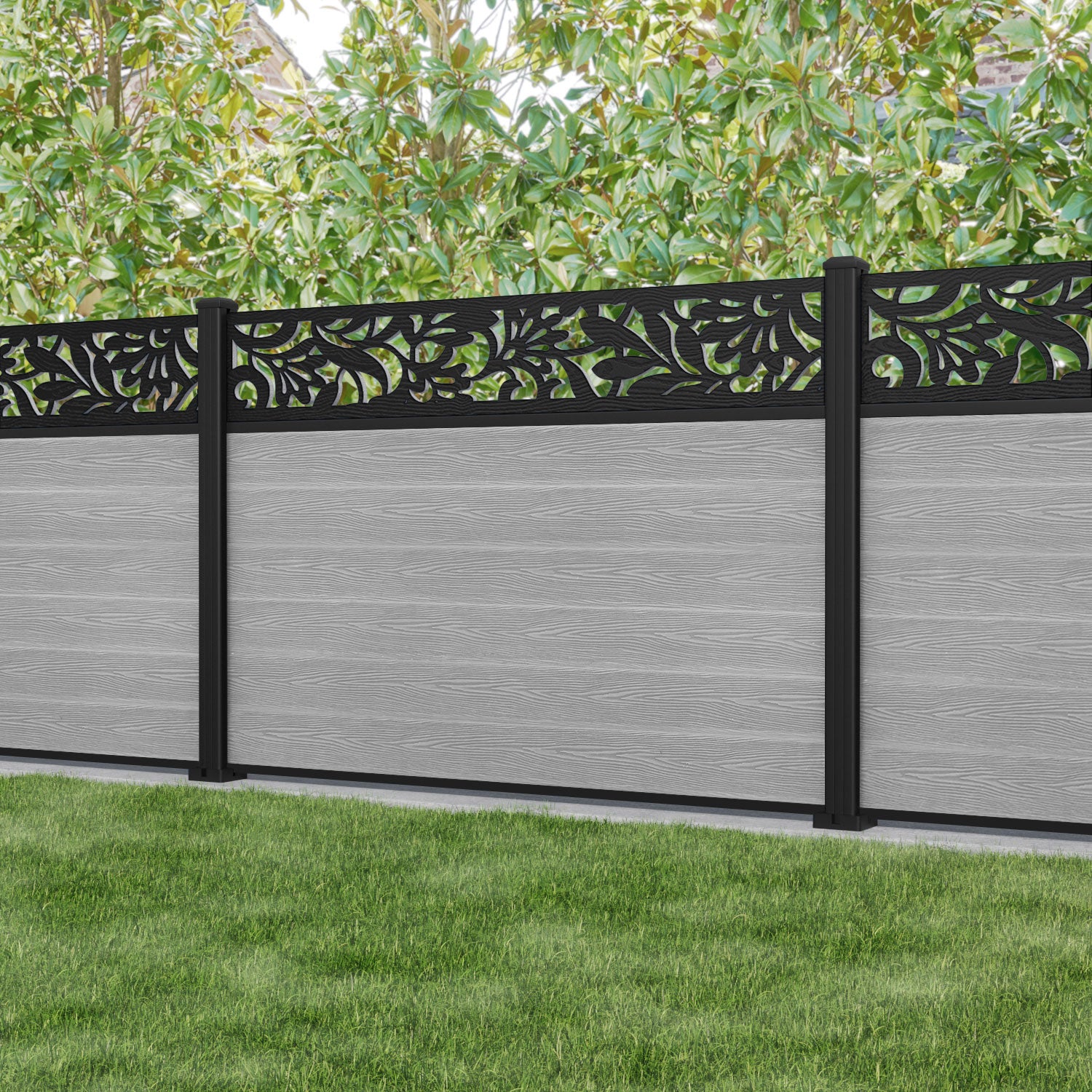Classic Heritage Fence Panel - Light Grey - with our aluminium posts