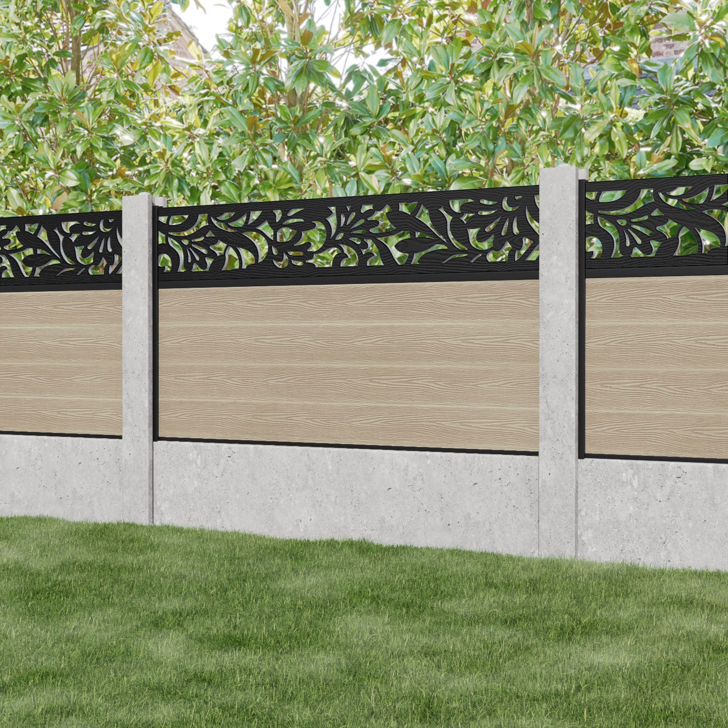 Classic Heritage Fence Panel - Light Oak - for existing concrete posts