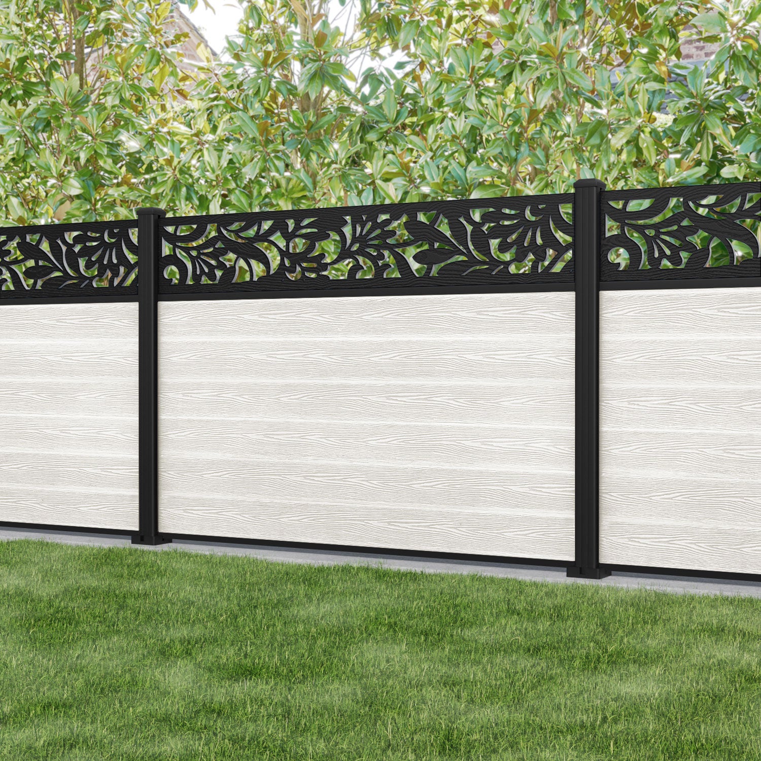 Classic Heritage Fence Panel - Light Stone - with our aluminium posts