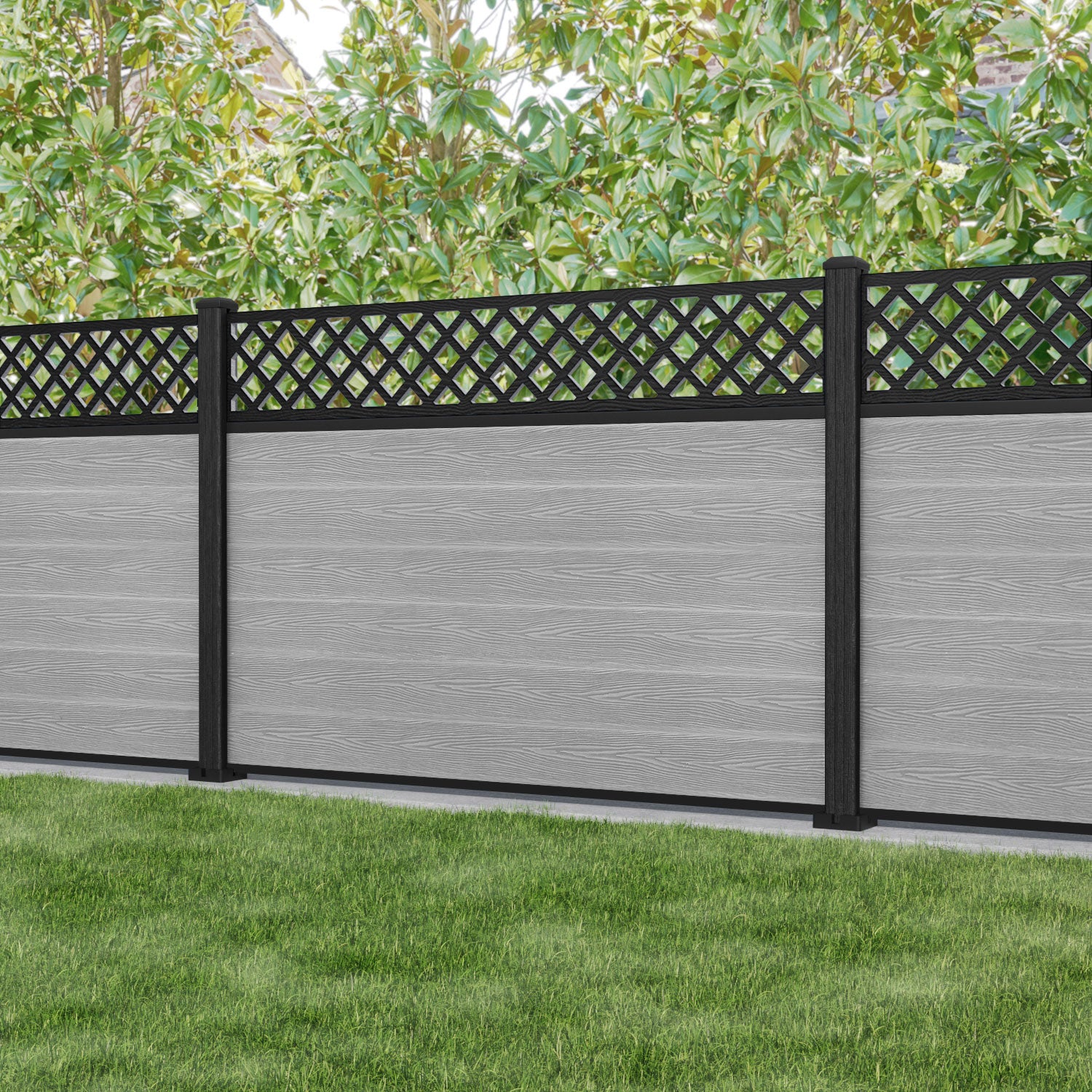 Classic Hive Fence Panel - Light Grey - with our composite posts