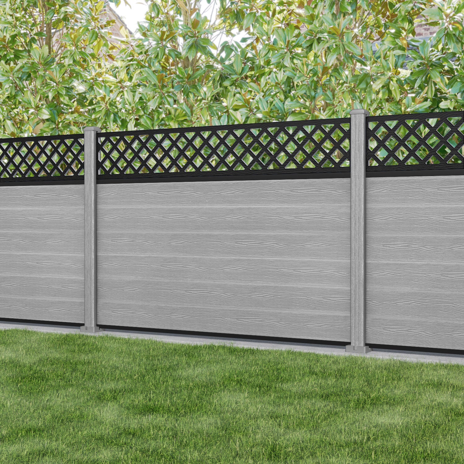 Classic Hive Fence Panel - Light Grey - with our composite posts