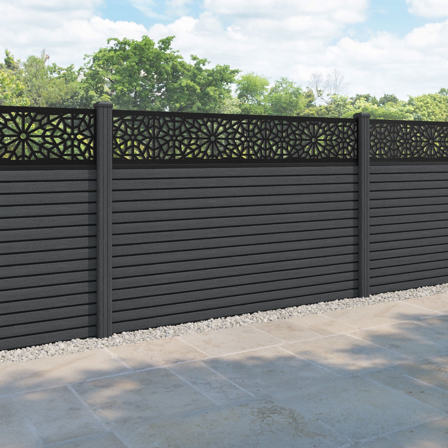 Hudson Alnara Fence Panel - Dark Grey - with our composite posts