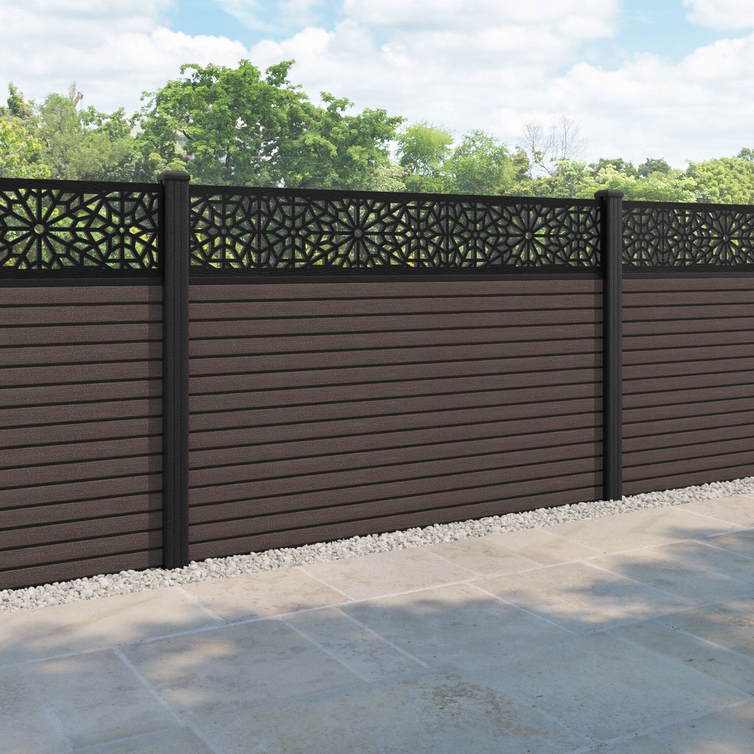 Hudson Alnara Fence Panel - Mid Brown - with our composite posts