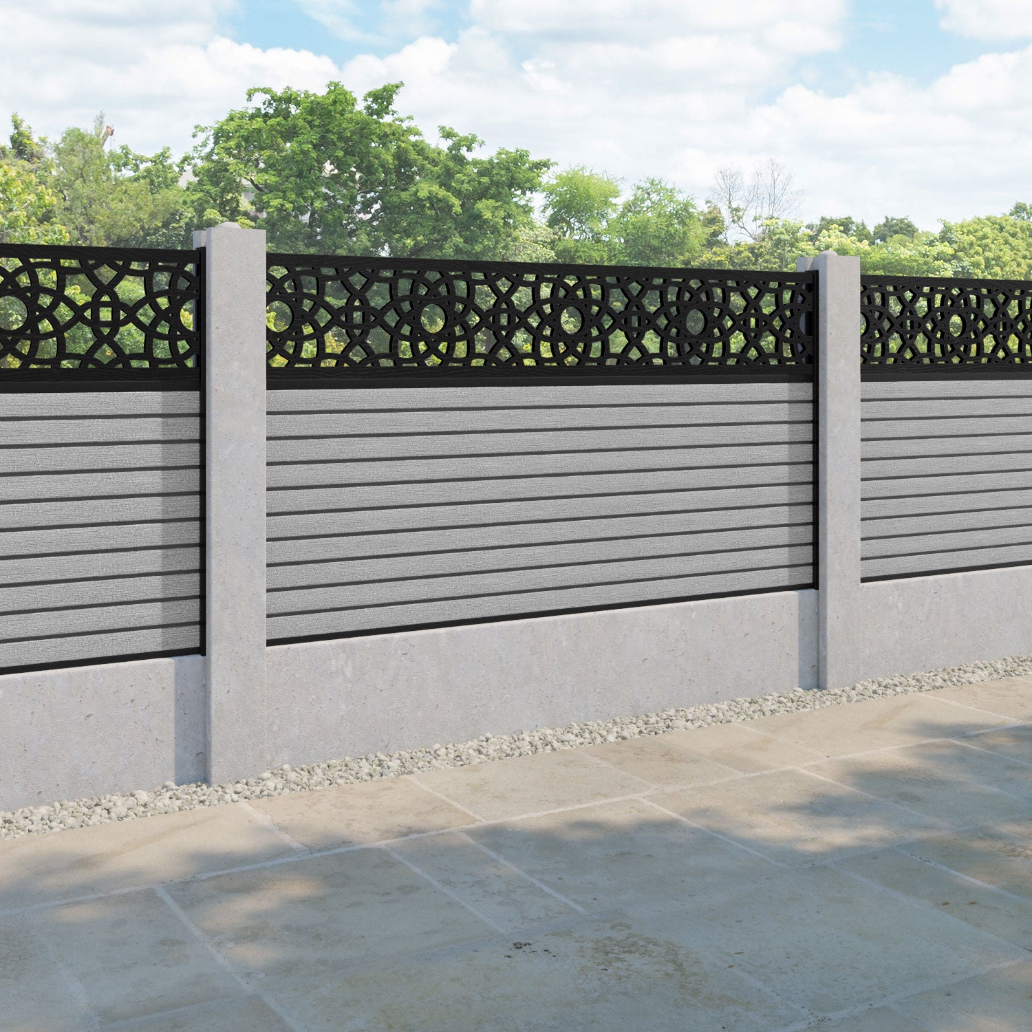 Hudson Ambar Fence Panel - Light Grey - for existing concrete posts
