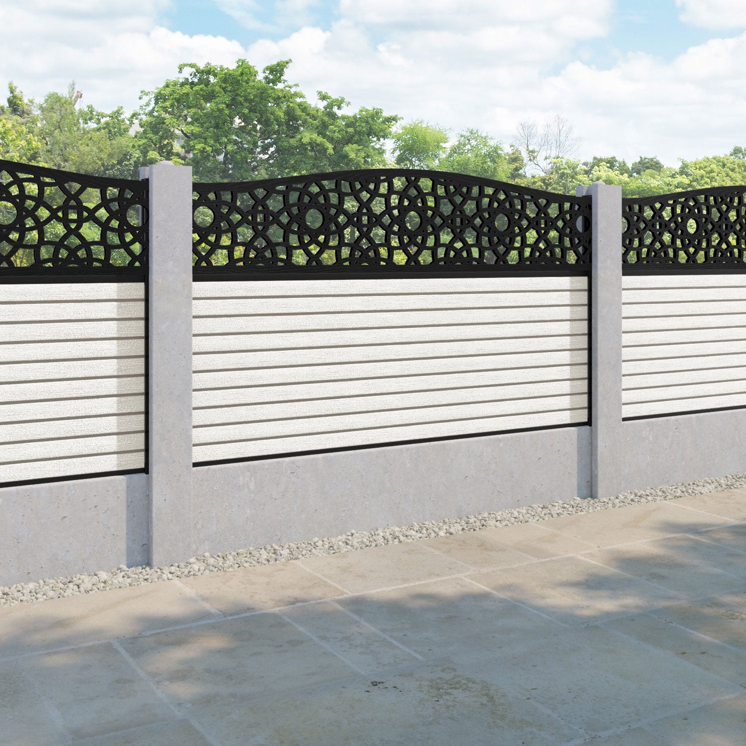 Hudson Ambar Curved Top Fence Panel - Light Stone - for existing concrete posts