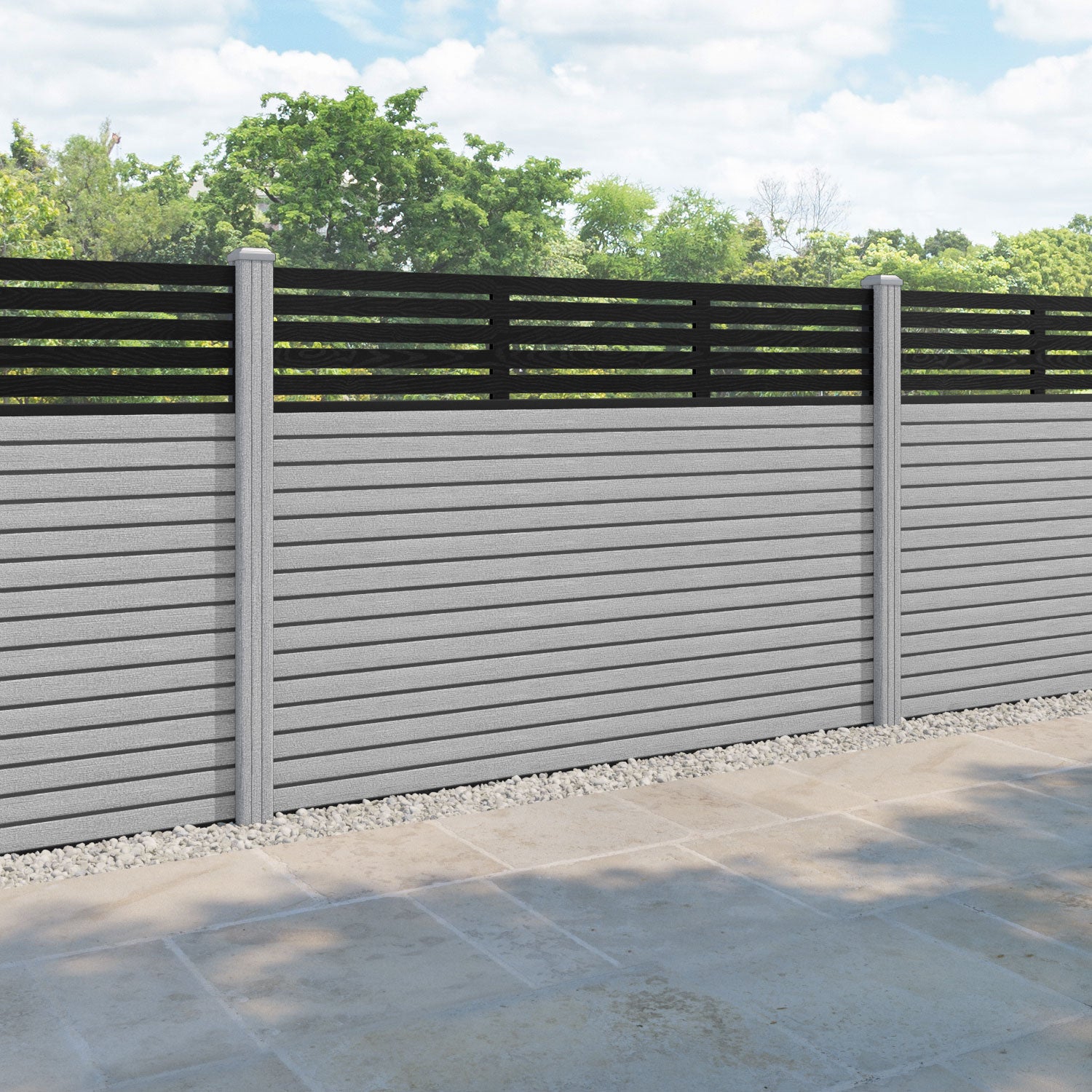 Hudson Aspen Fence Panel - Light Grey - with our composite posts