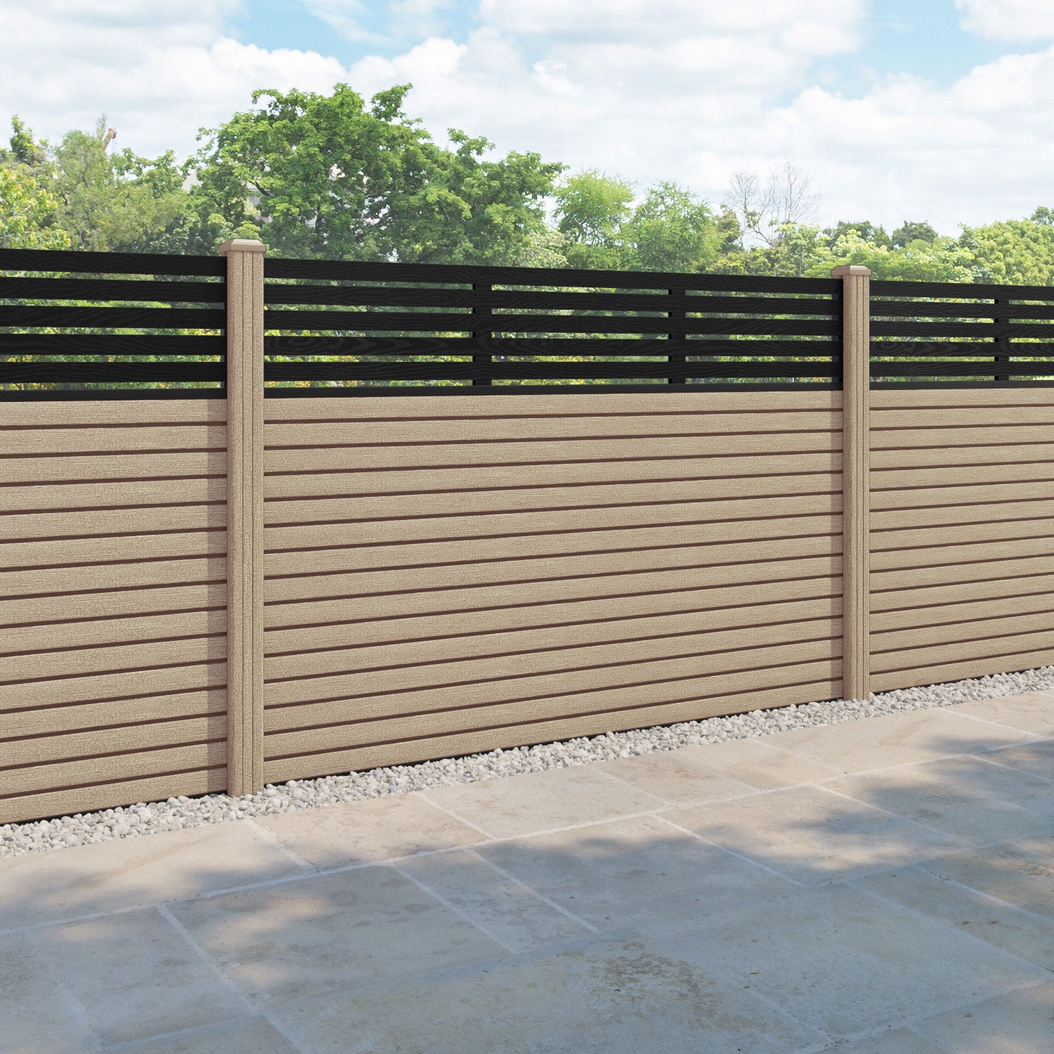 Hudson Aspen Fence Panel - Light Oak - with our composite posts