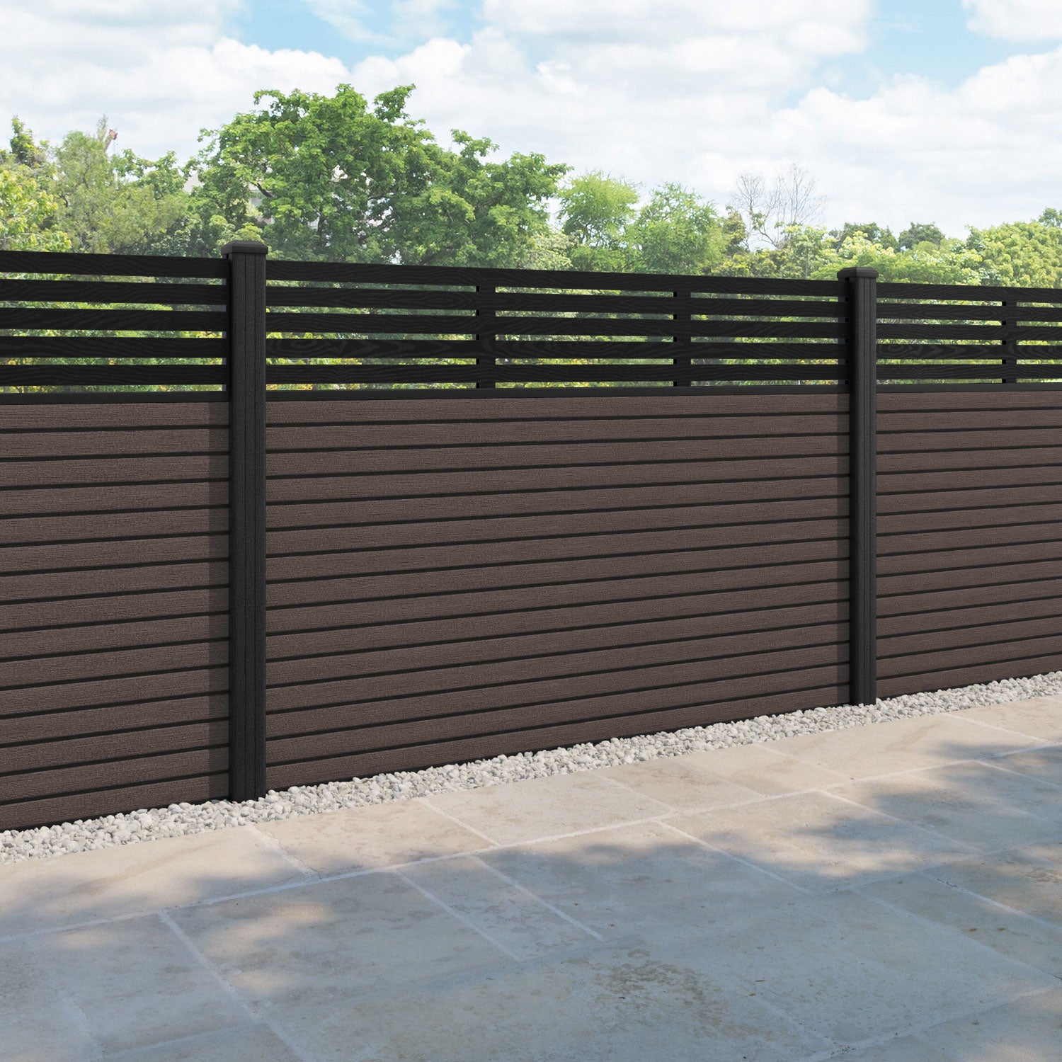 Hudson Aspen Fence Panel - Mid Brown - with our composite posts
