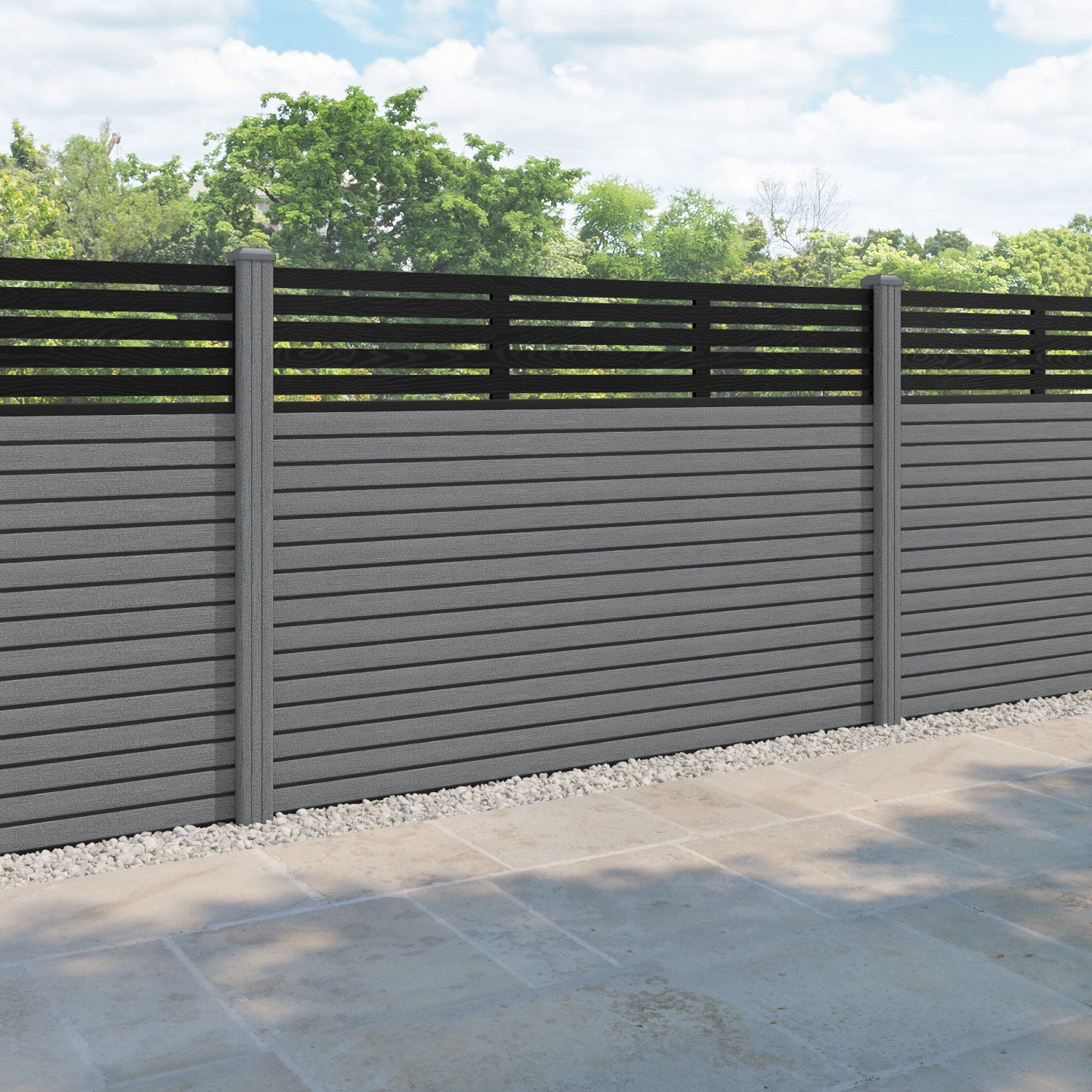 Hudson Aspen Fence Panel - Mid Grey - with our composite posts