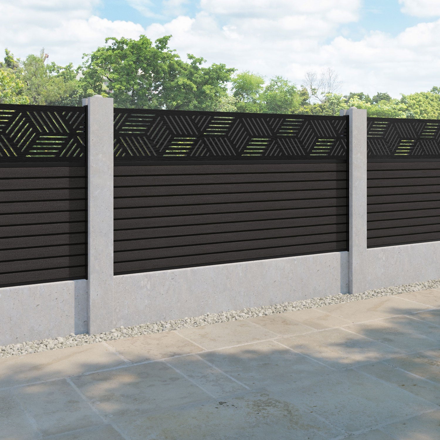 Hudson Cubed Fence Panel - Dark Oak - for existing concrete posts