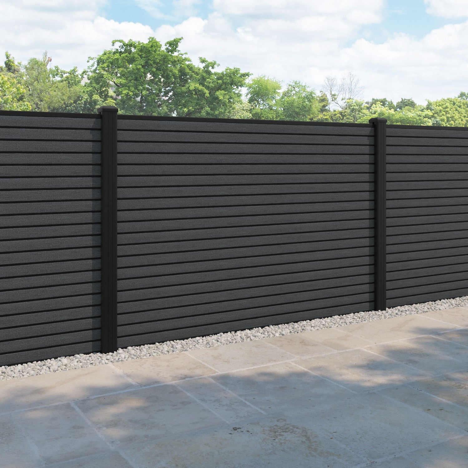 Hudson Fence Panel - Dark grey - with our aluminium posts