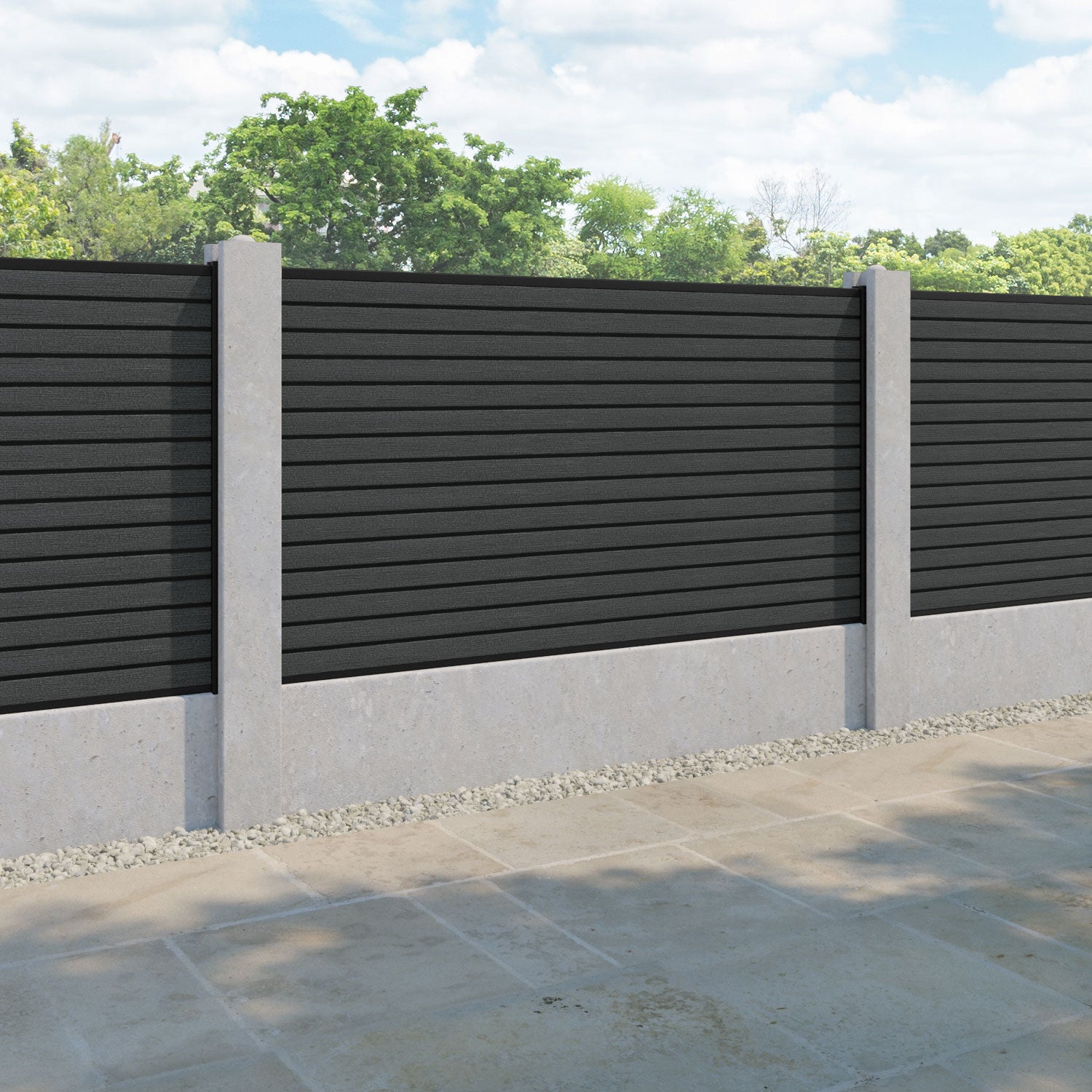 Hudson Fence Panel - Dark Grey - for existing concrete posts