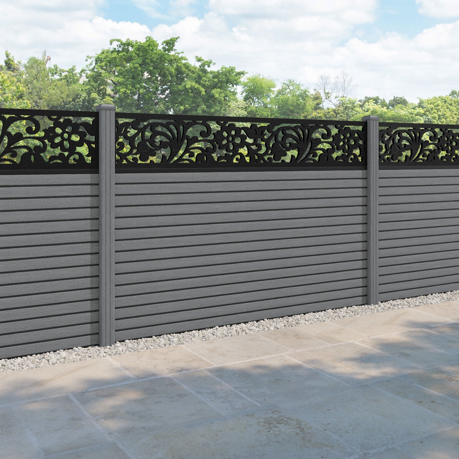 Hudson Eden Fence Panel - Mid Grey - with our composite posts