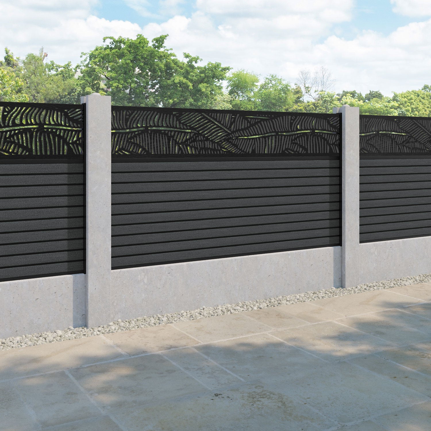 Hudson Feather Fence Panel - Dark Grey - for existing concrete posts
