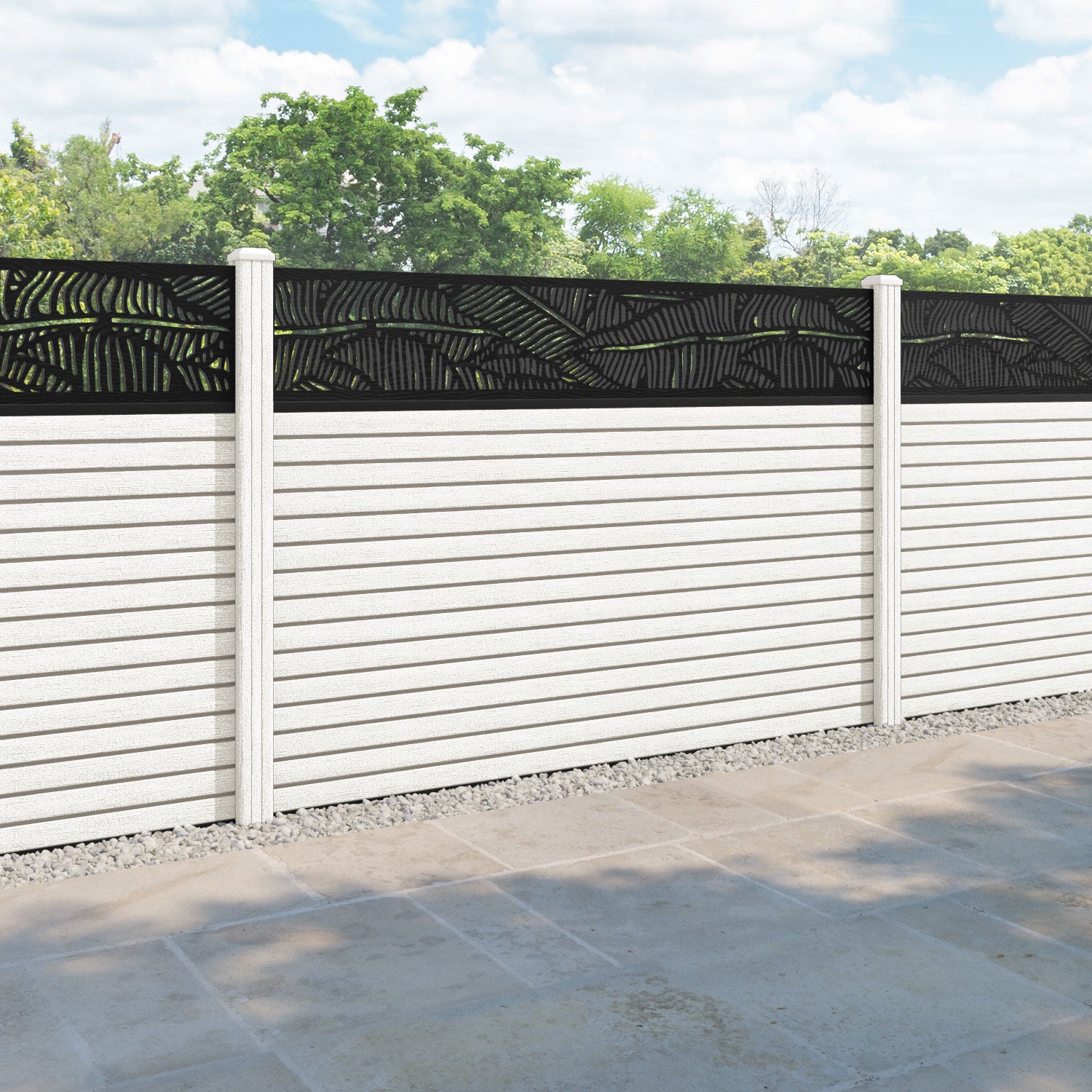 Hudson Feather Fence Panel - Light Stone - with our composite posts