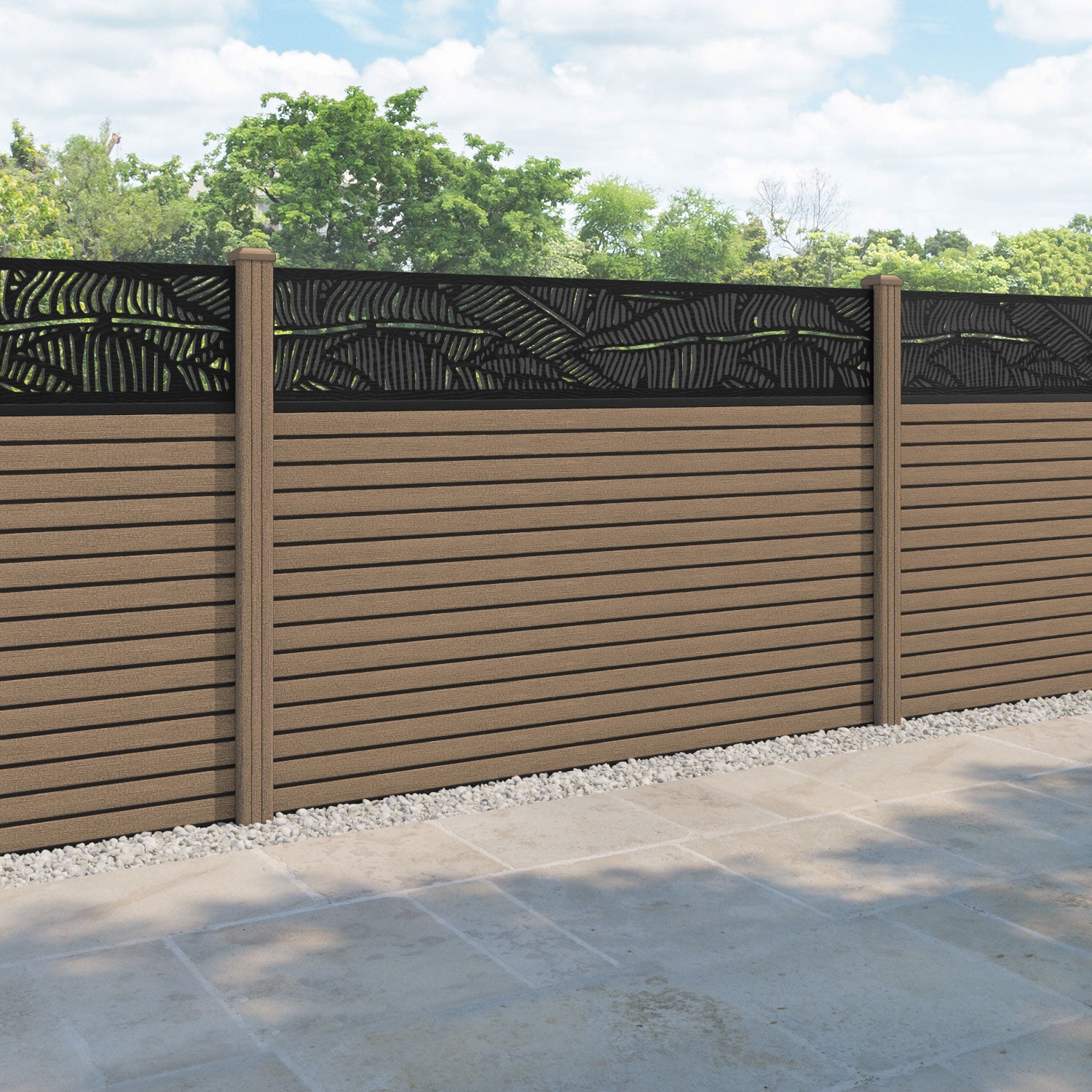 Hudson Feather Fence Panel - Teak - with our composite posts
