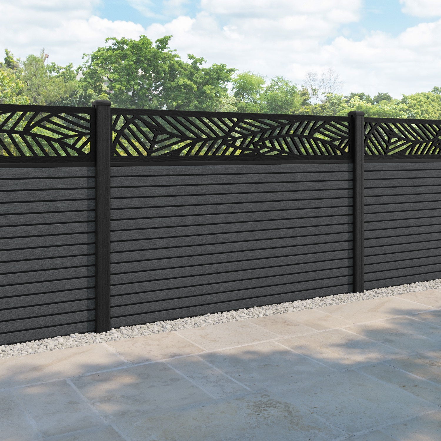 Hudson Habitat Fence Panel - Dark Grey - with our composite posts
