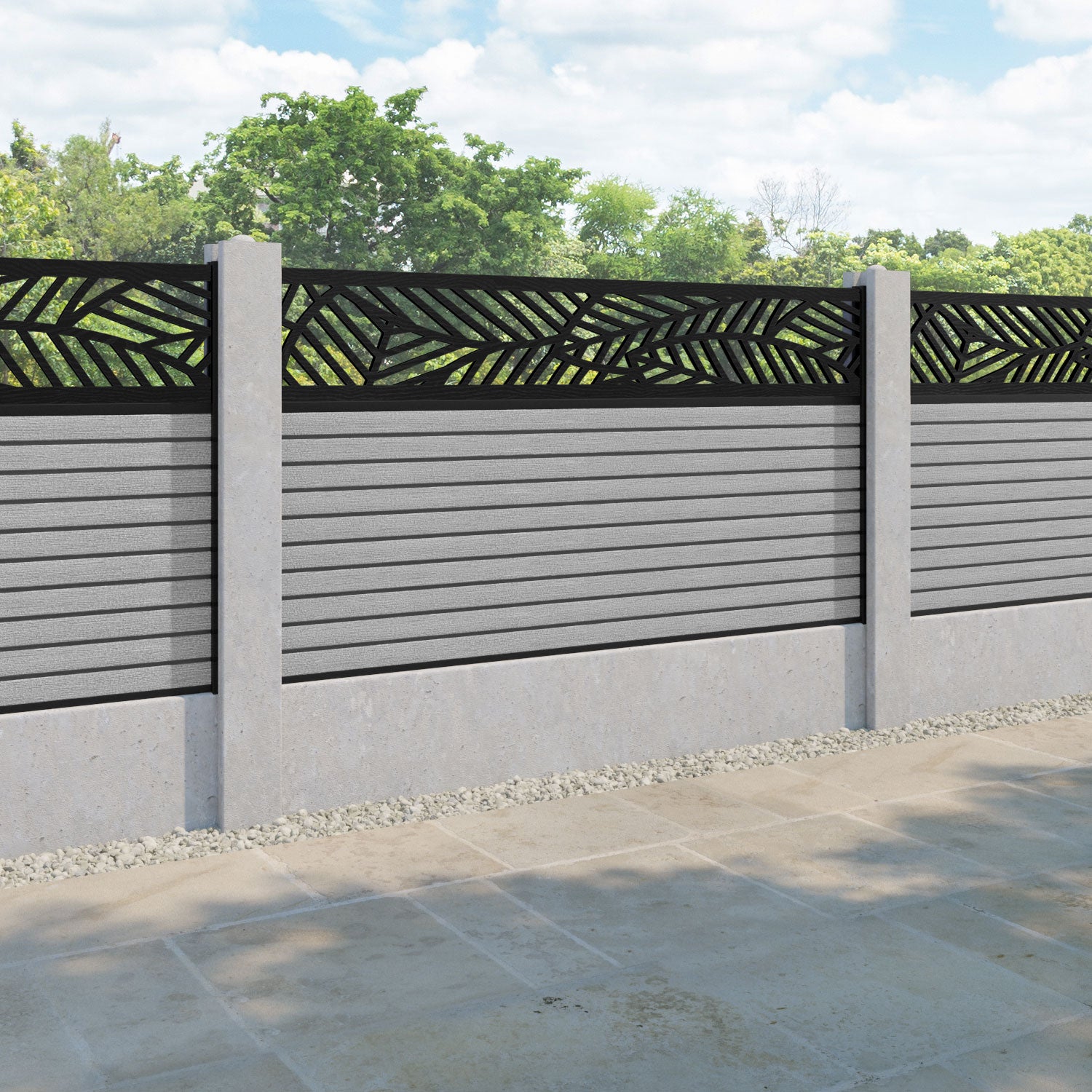 Hudson Habitat Fence Panel - Light Grey - for existing concrete posts