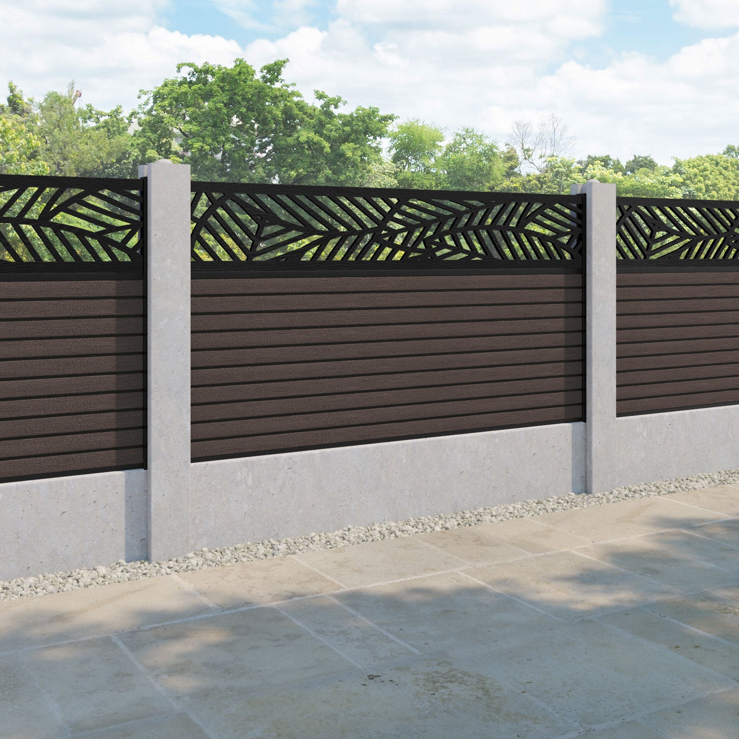 Hudson Habitat Fence Panel - Mid Brown - for existing concrete posts