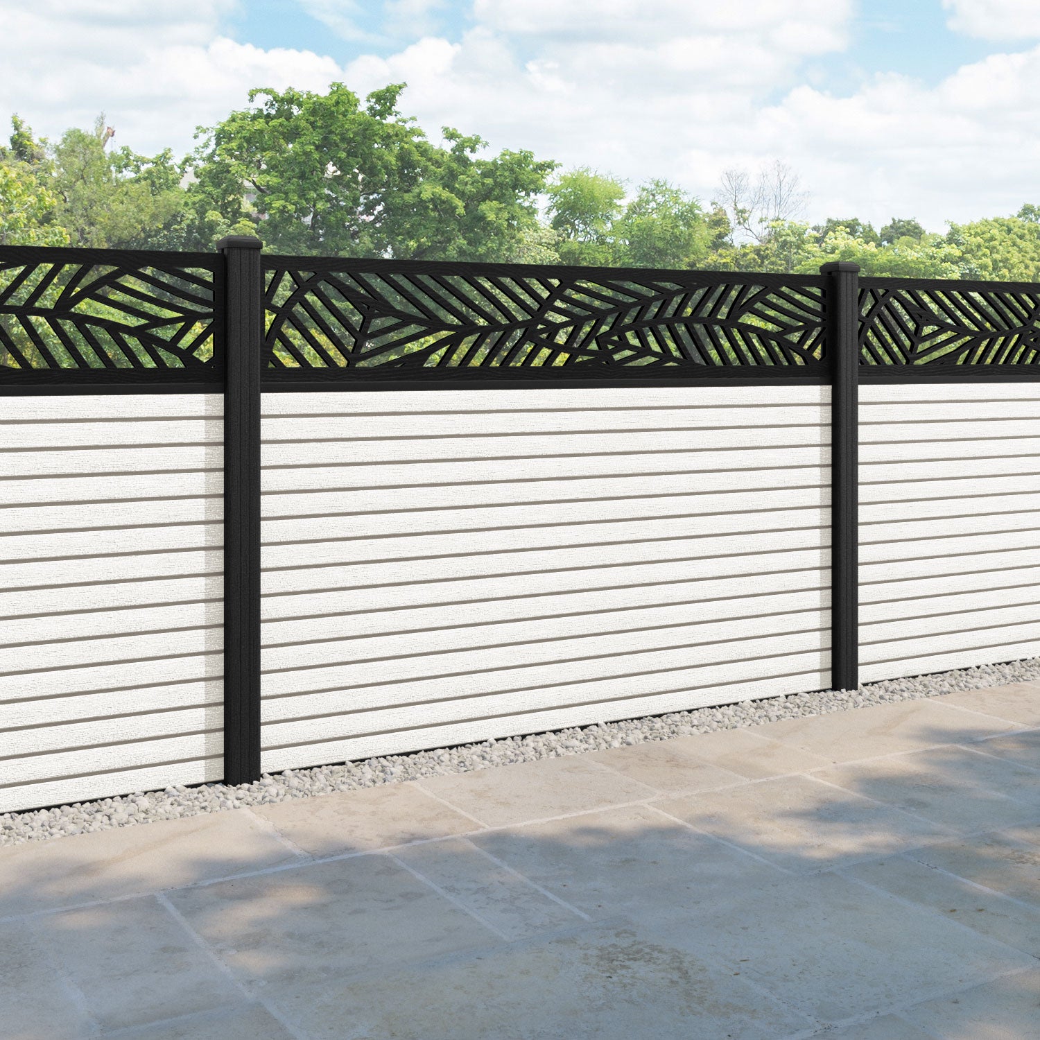 Hudson Habitat Fence Panel - Light Stone - with our composite posts