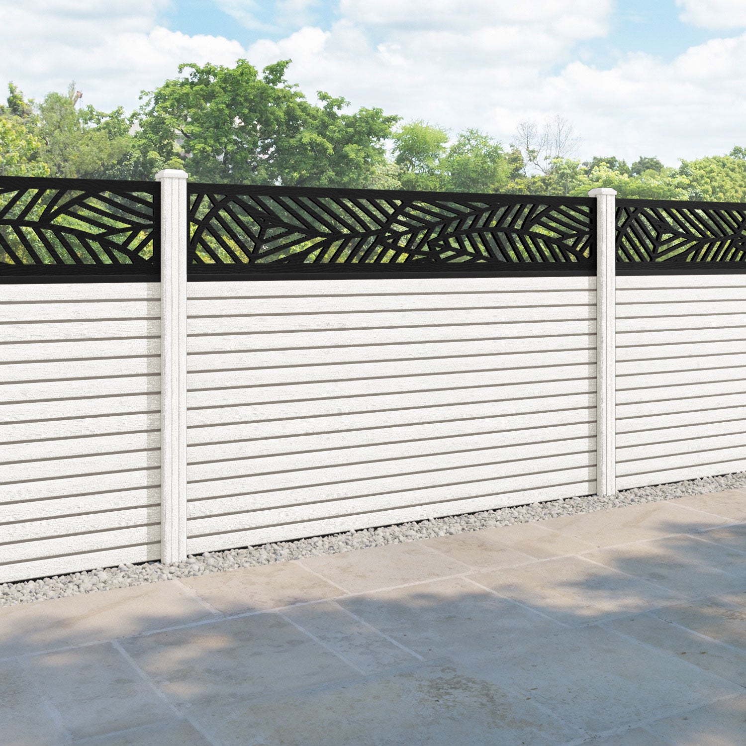 Hudson Habitat Fence Panel - Light Stone - with our composite posts
