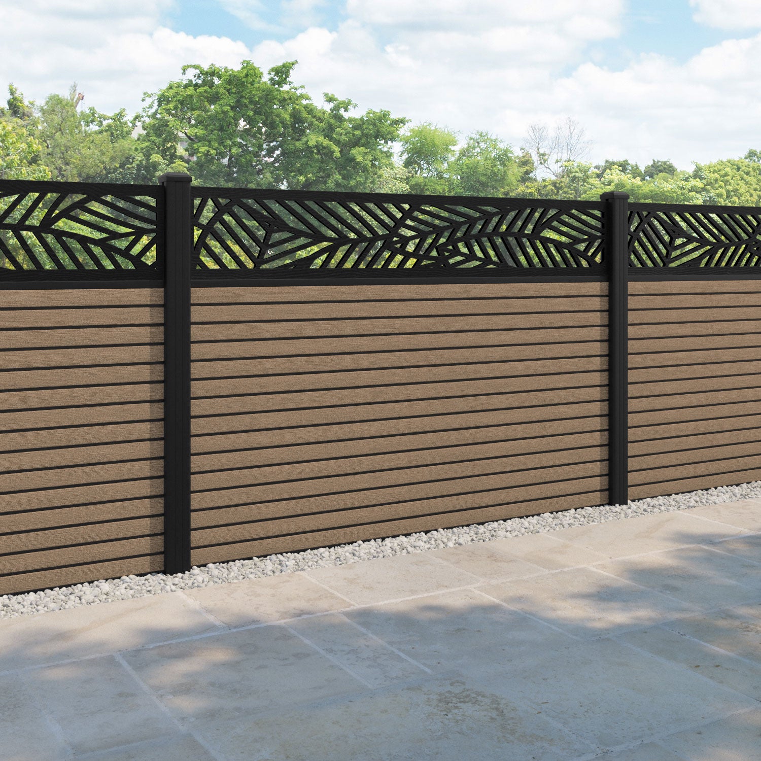 Hudson Habitat Fence Panel - Teak - with our aluminium posts