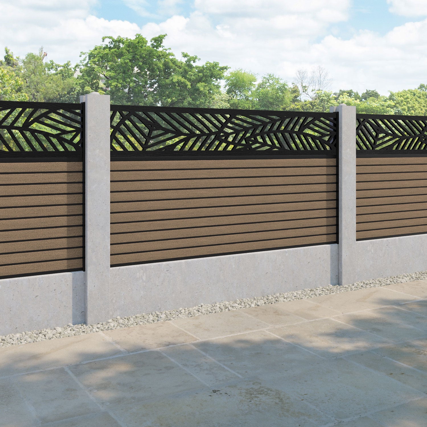 Hudson Habitat Fence Panel - Teak  - for existing concrete posts