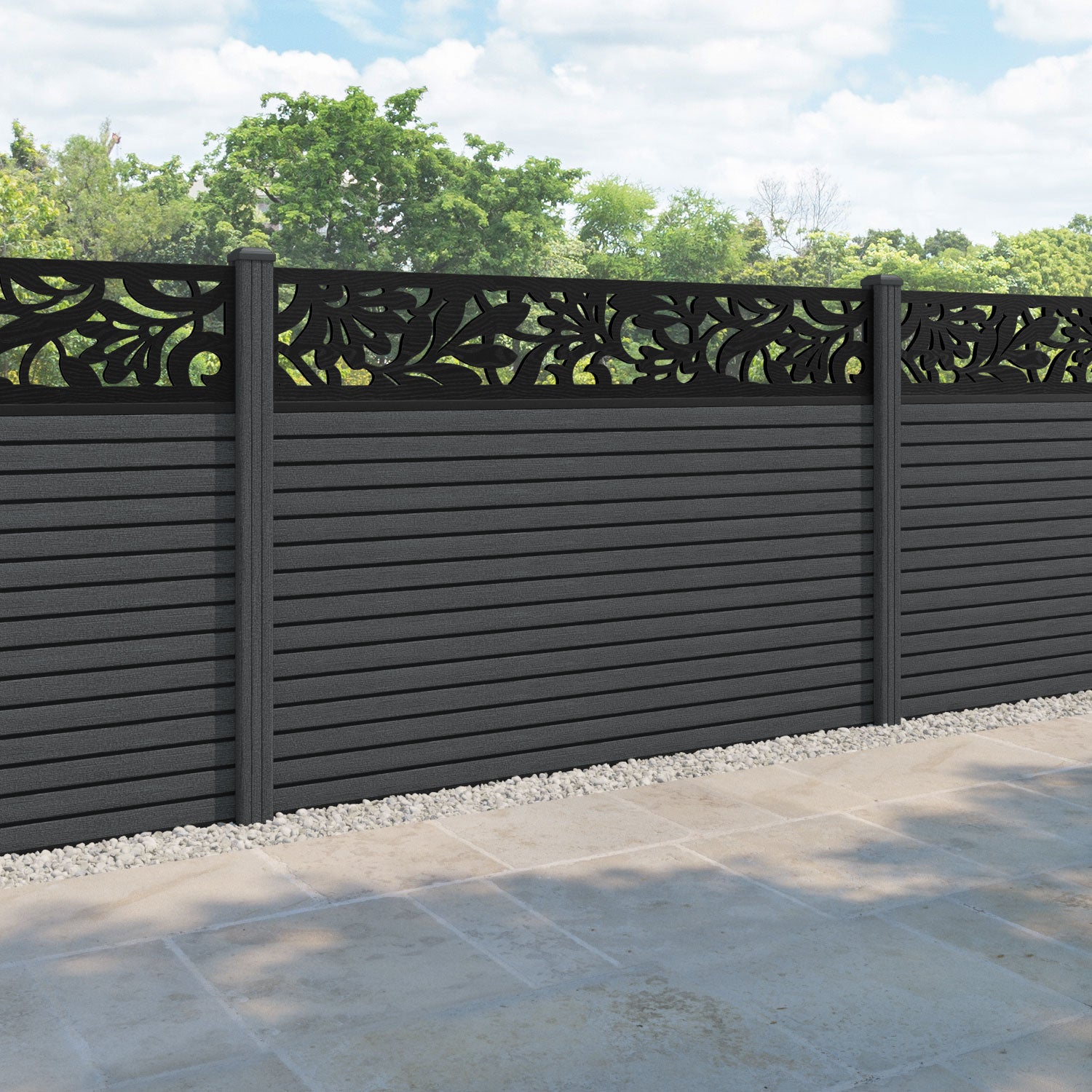 Hudson Heritage Fence Panel - Dark Grey - with our composite posts