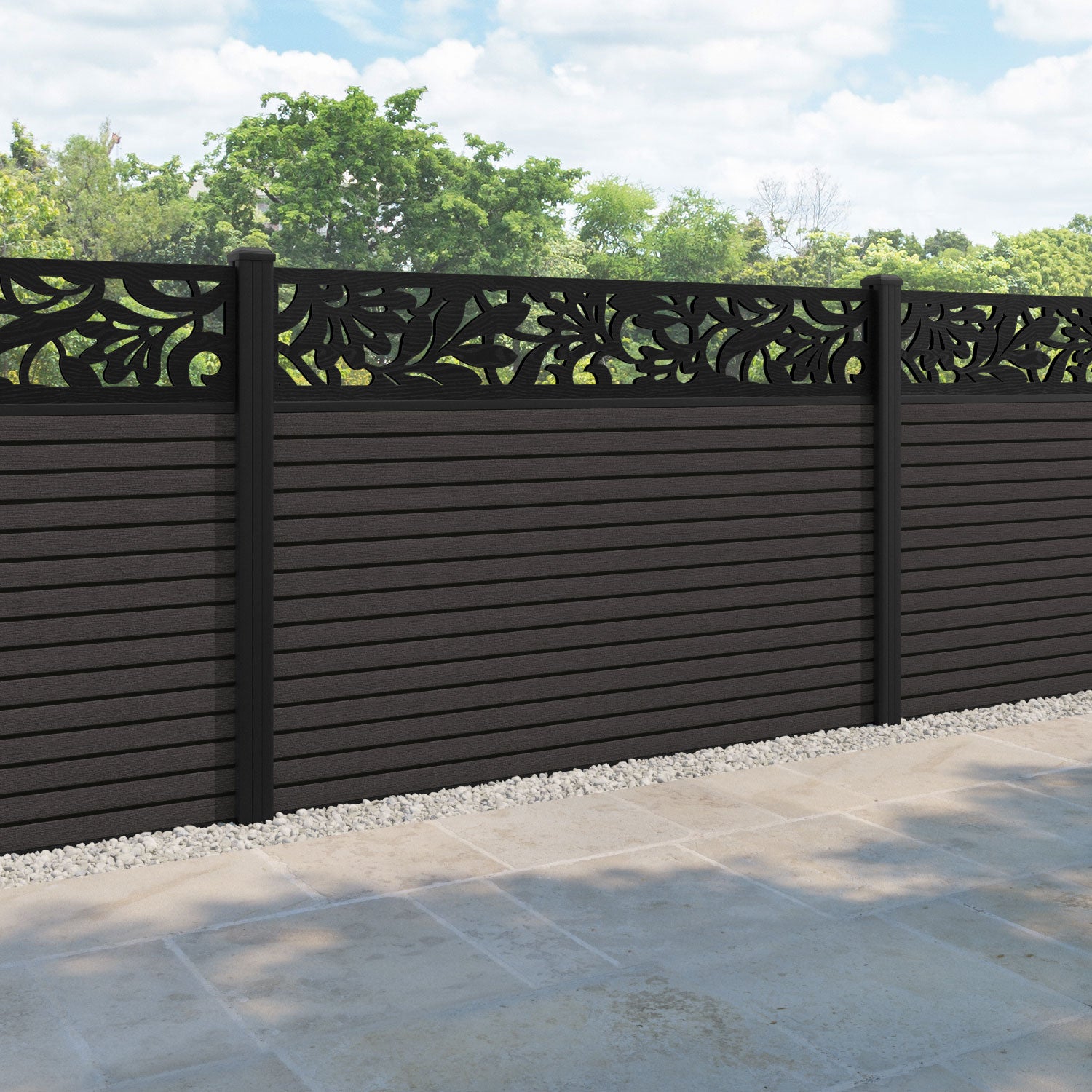 Hudson Heritage Fence Panel - Dark Oak - with our aluminium posts