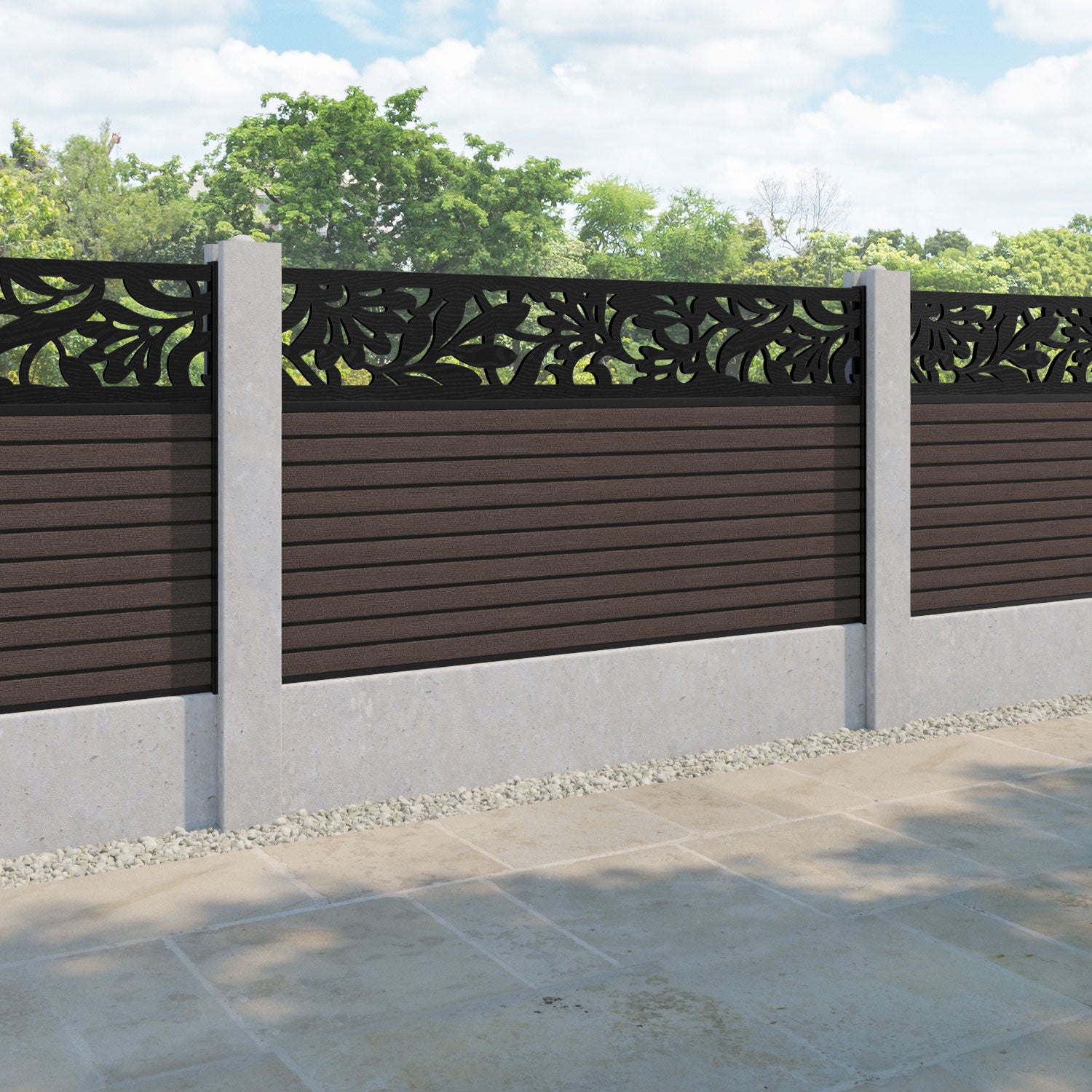 Hudson Heritage Fence Panel - Mid Brown - for existing concrete posts