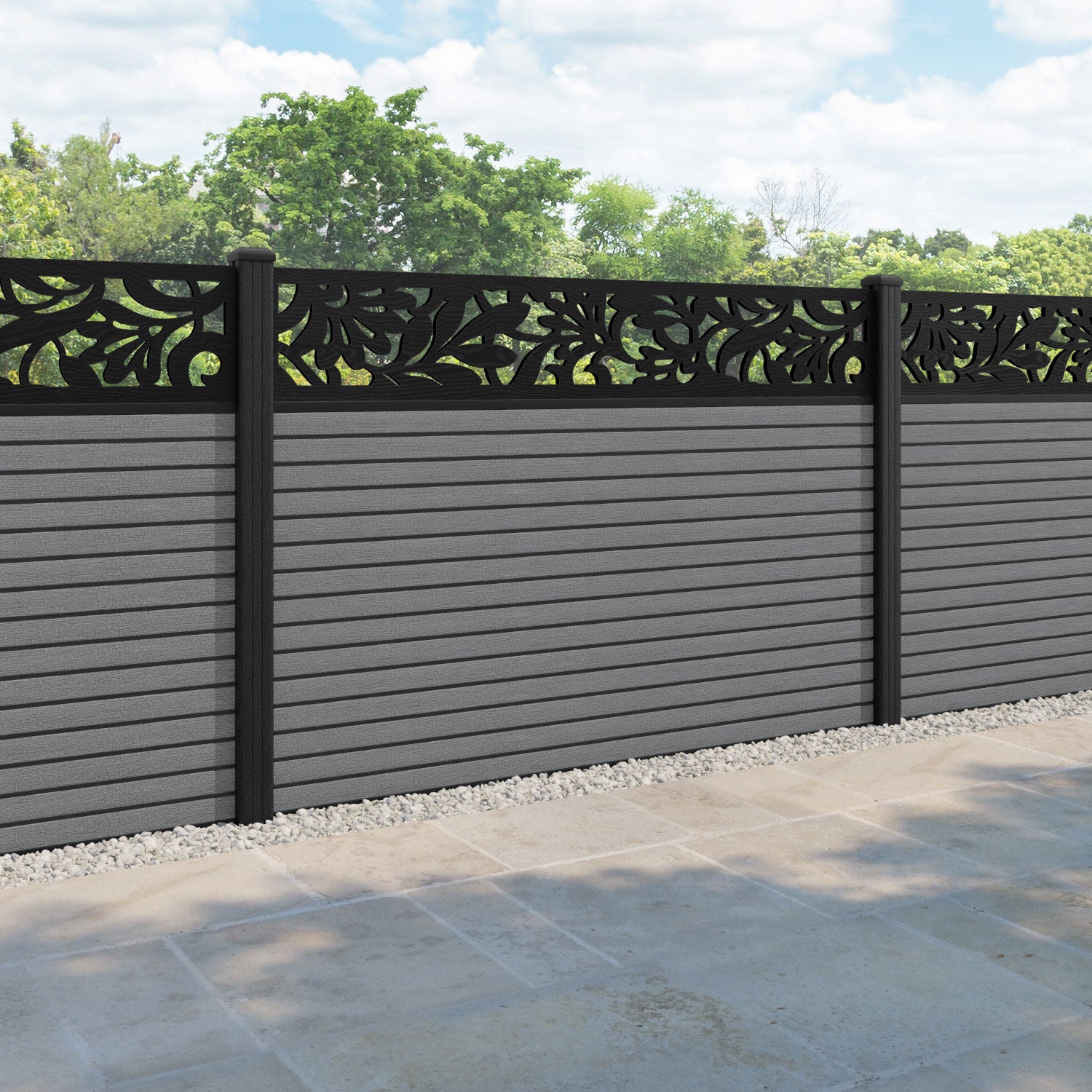 Hudson Heritage Fence Panel - Mid Grey - with our composite posts