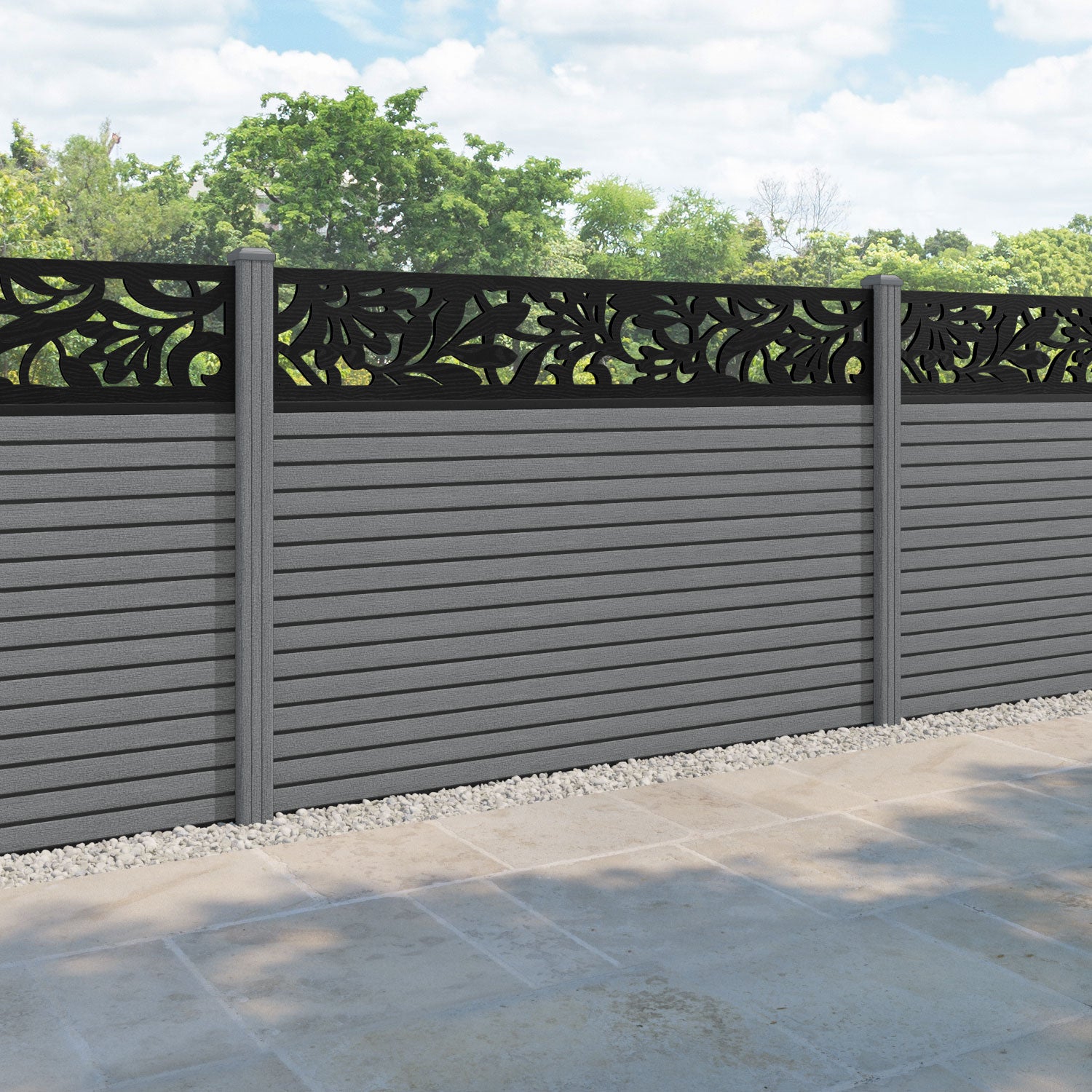 Hudson Heritage Fence Panel - Mid Grey - with our composite posts