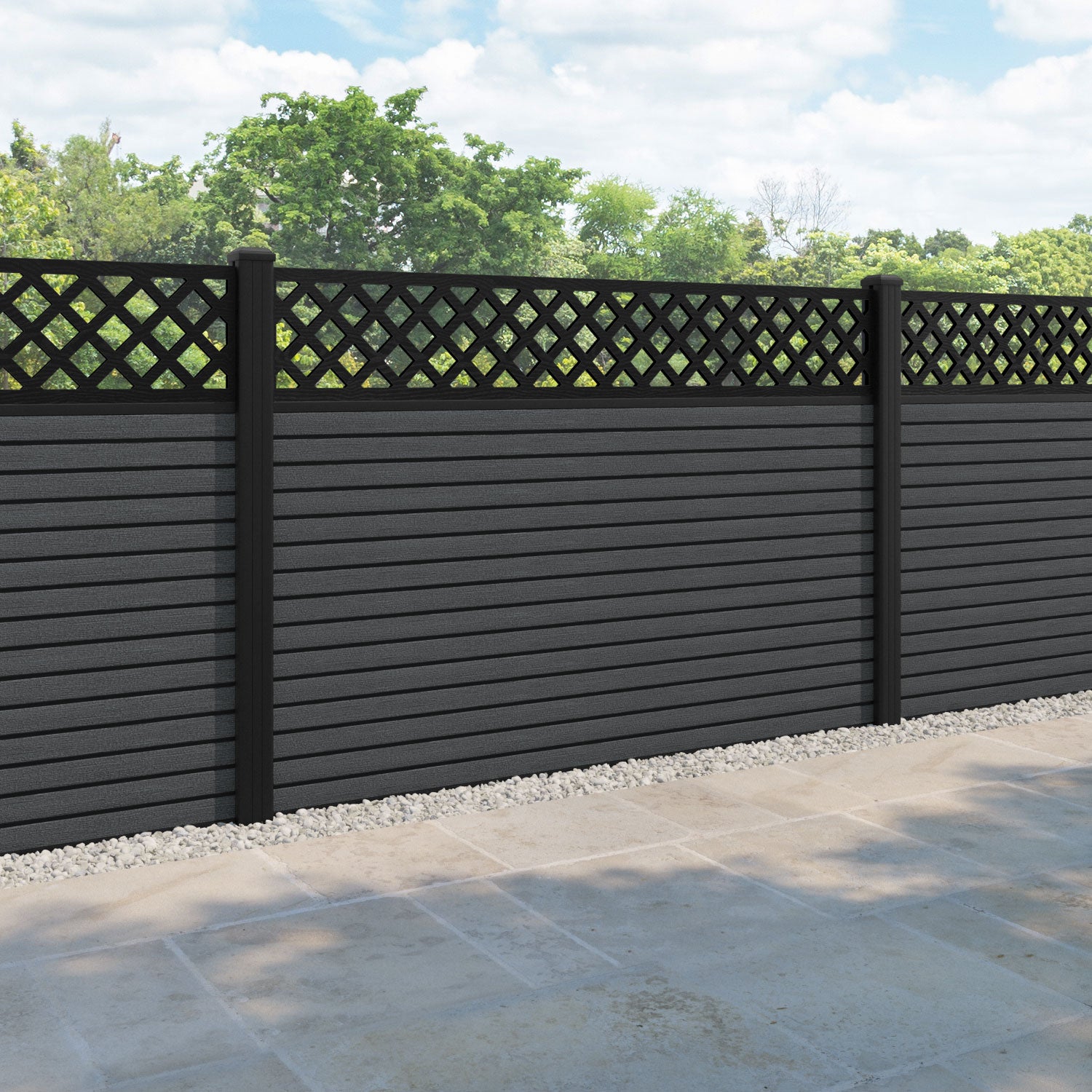 Hudson Hive Fence Panel - Dark Grey - with our aluminium posts