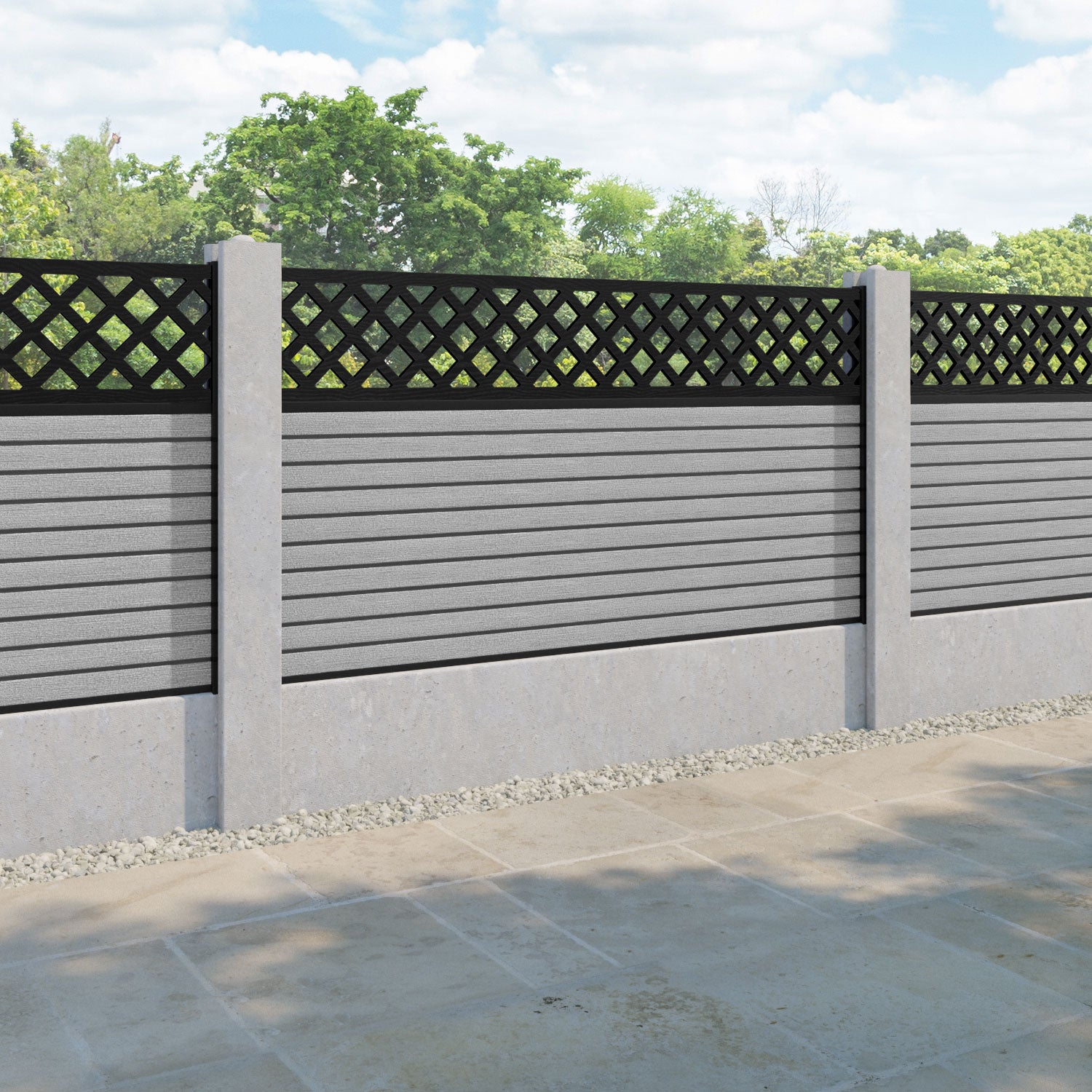 Hudson Hive Fence Panel - Light Grey - for existing concrete posts
