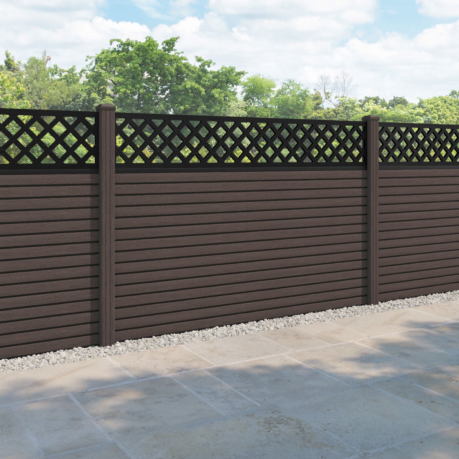 Hudson Hive Fence Panel - Mid Brown - with our composite posts