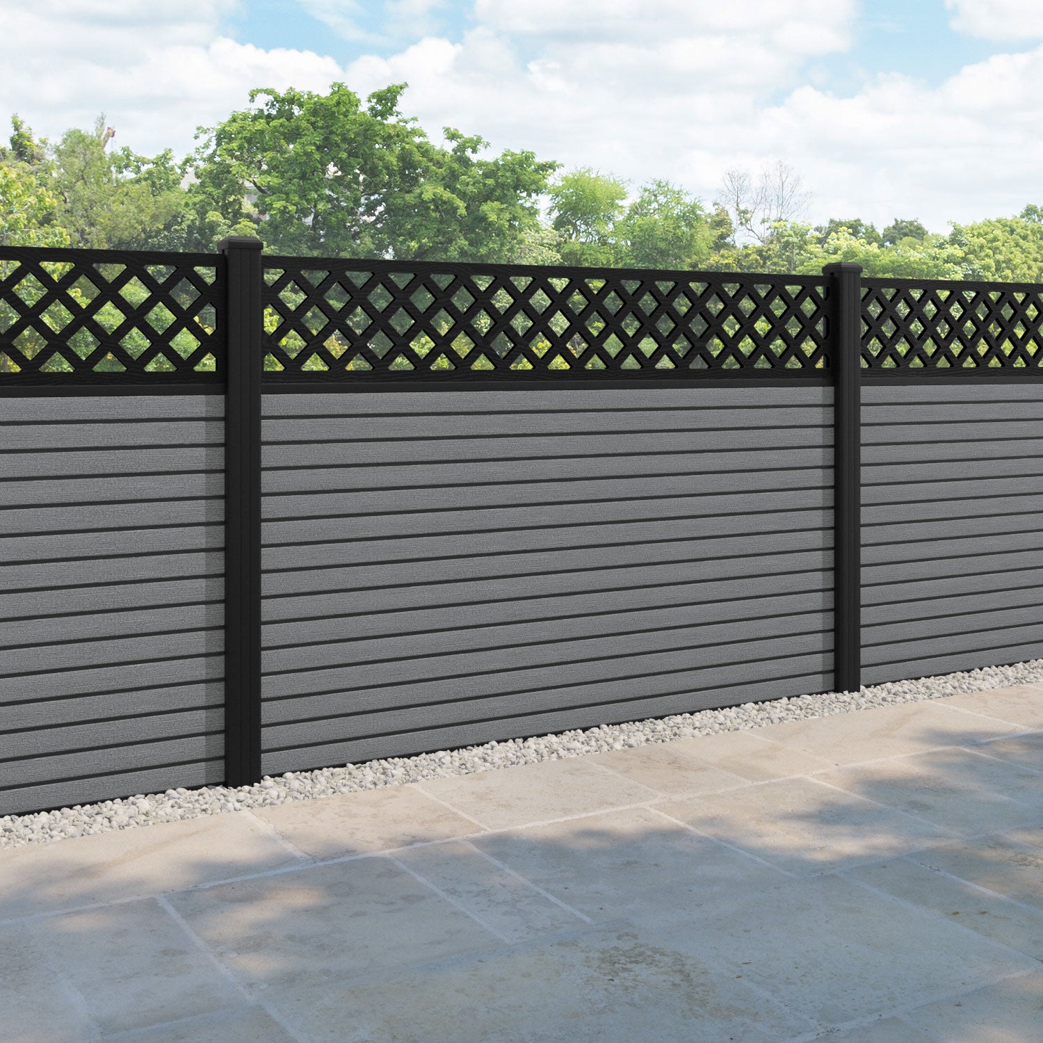 Hudson Hive Fence Panel - Mid Grey - with our aluminium posts